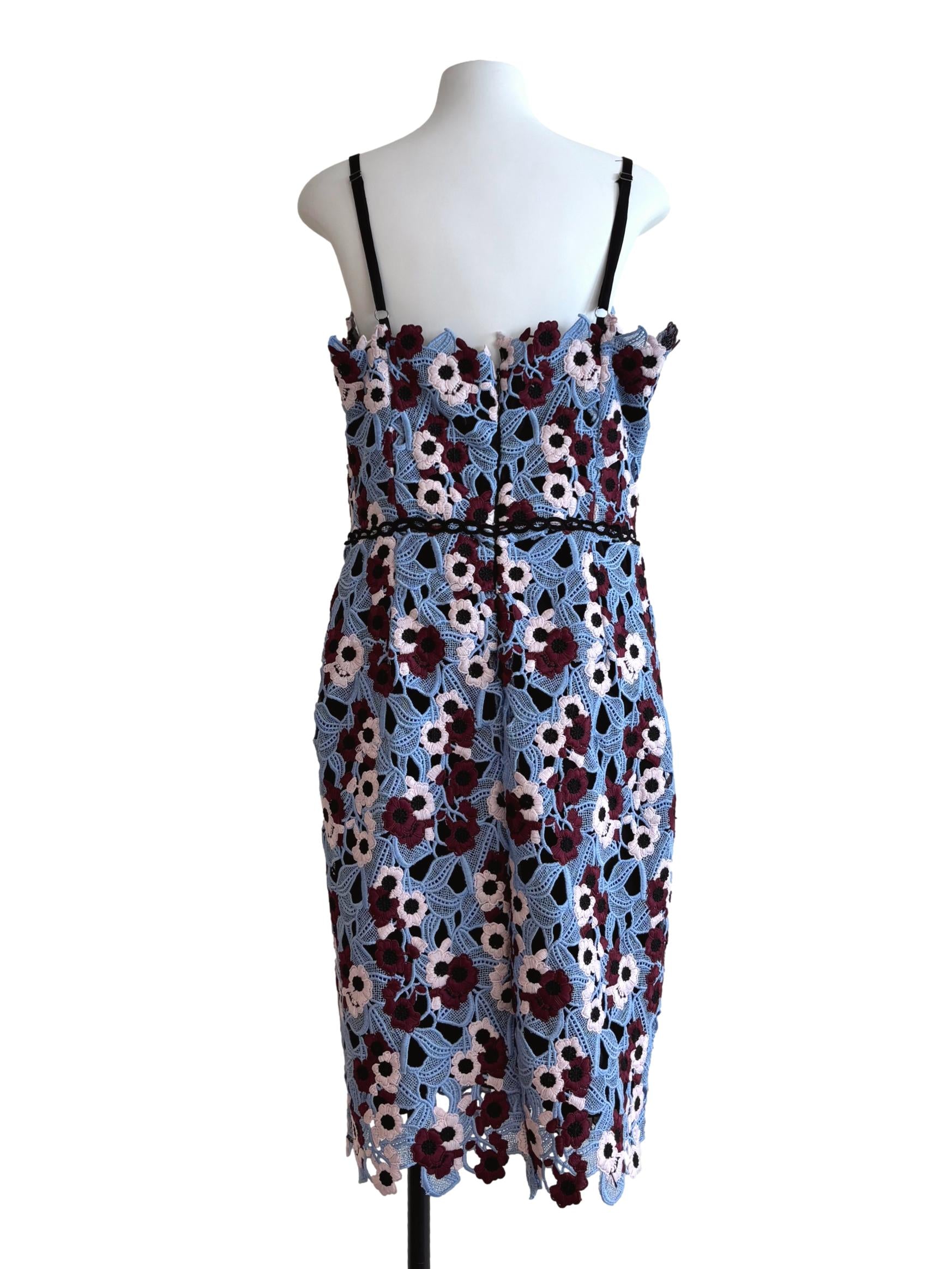 Cerulean Blue Floral Lace Dress