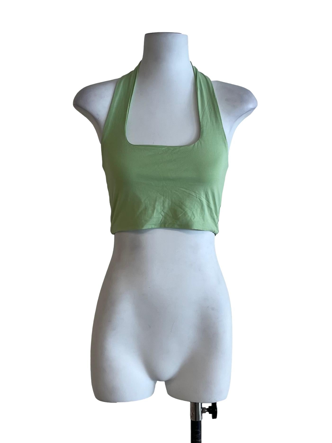 Lime Green Halter Neckline Sleeveless Top