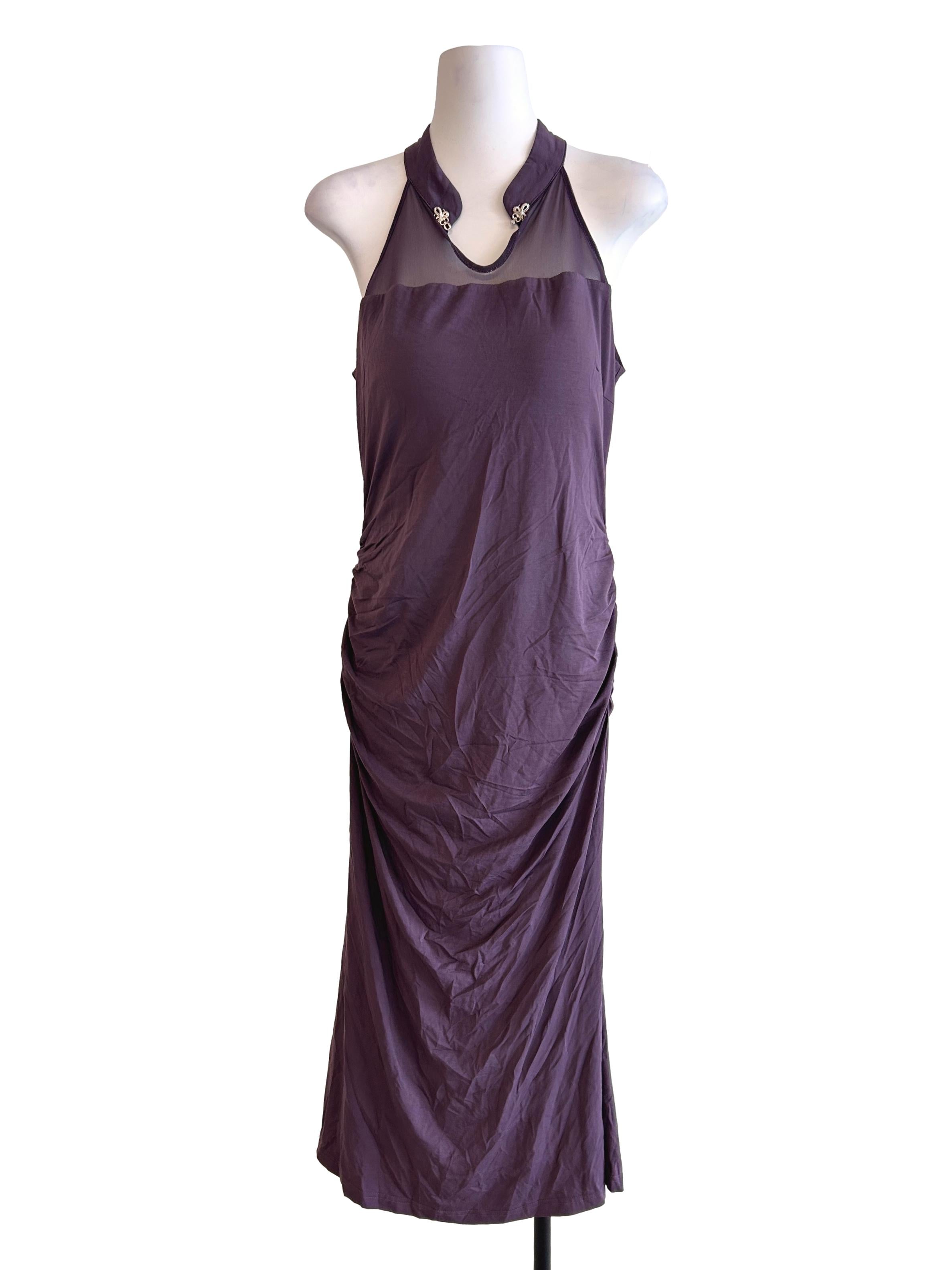 Mauve Halter Neck Ruched Dress