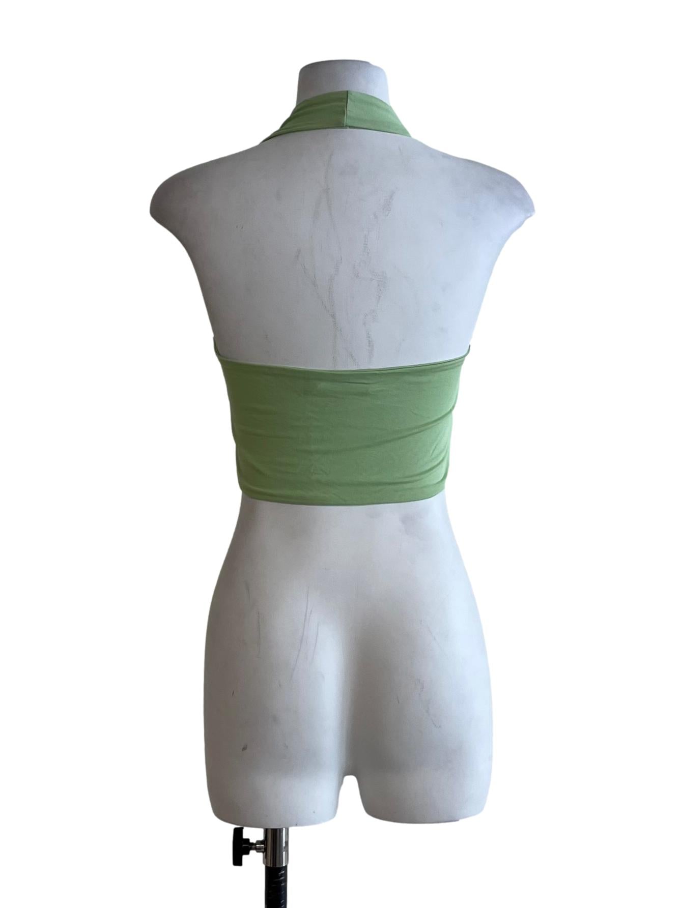 Lime Green Halter Neckline Sleeveless Top
