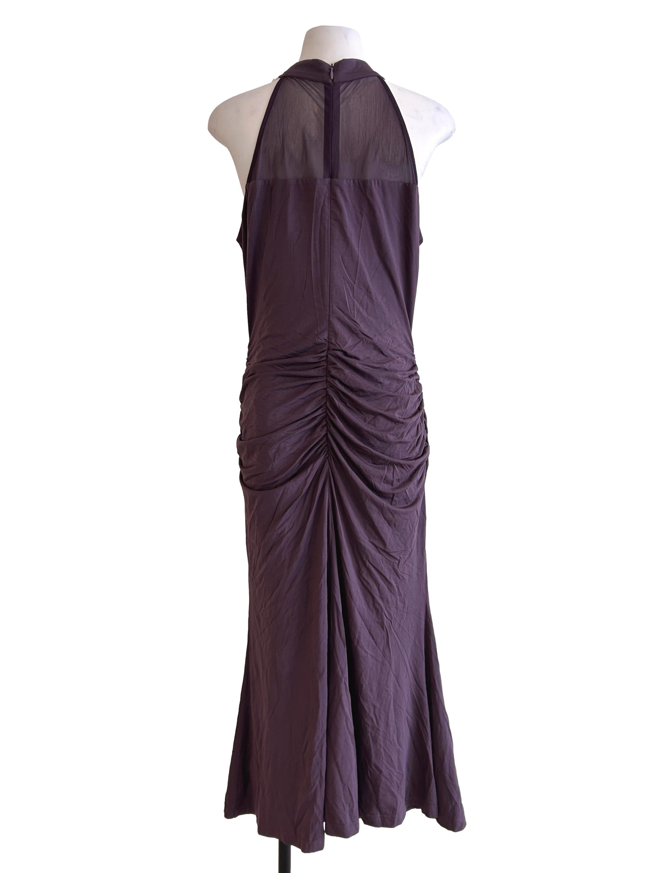 Mauve Halter Neck Ruched Dress