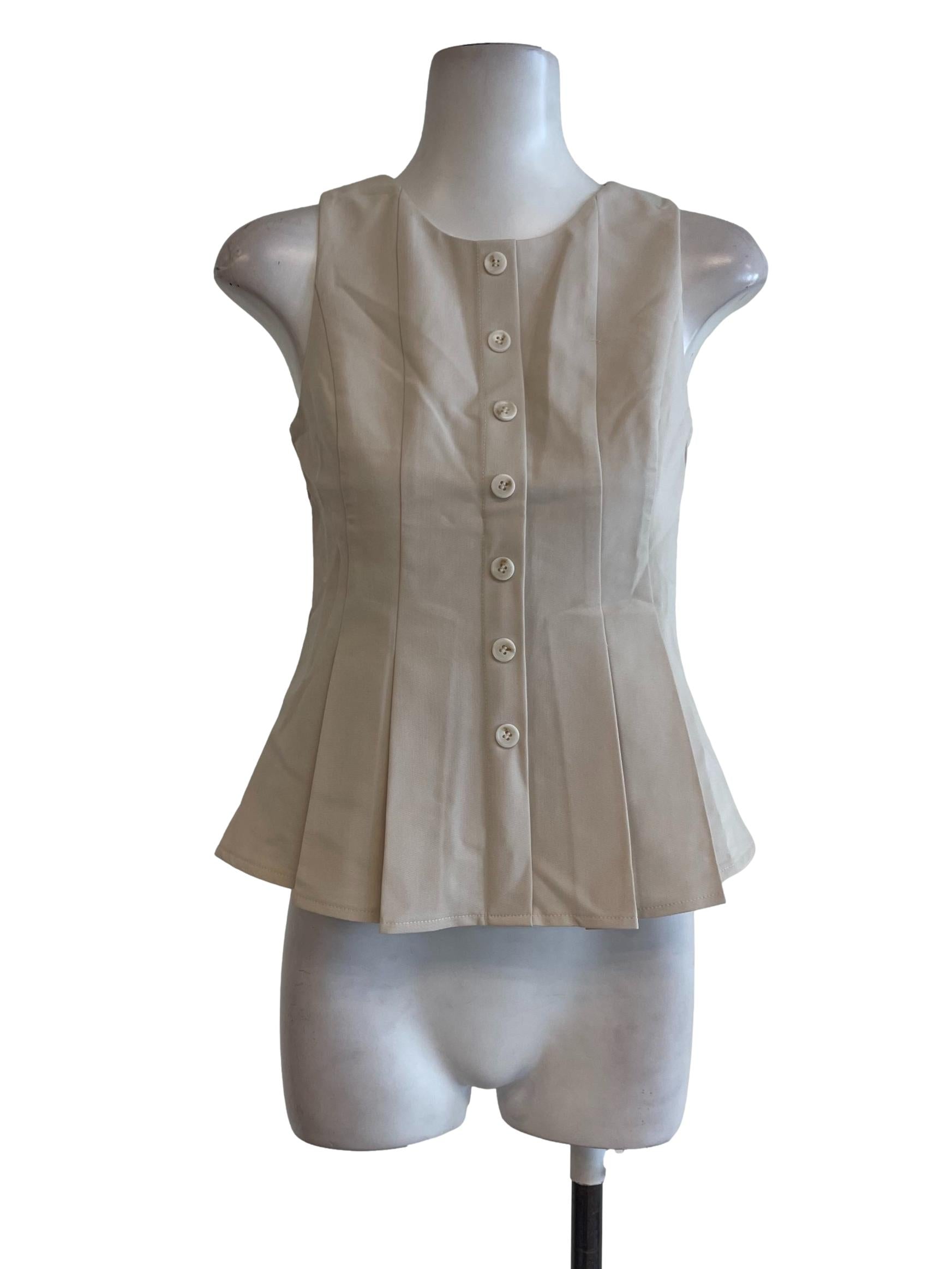 Beige Pleated Flare Vest