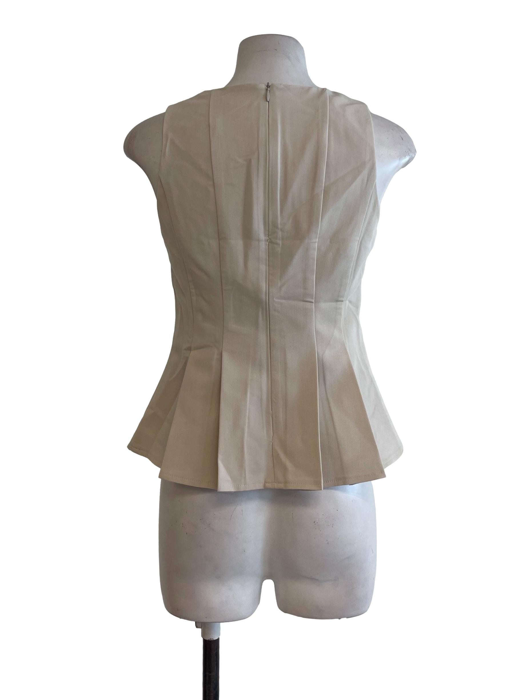 Beige Pleated Flare Vest