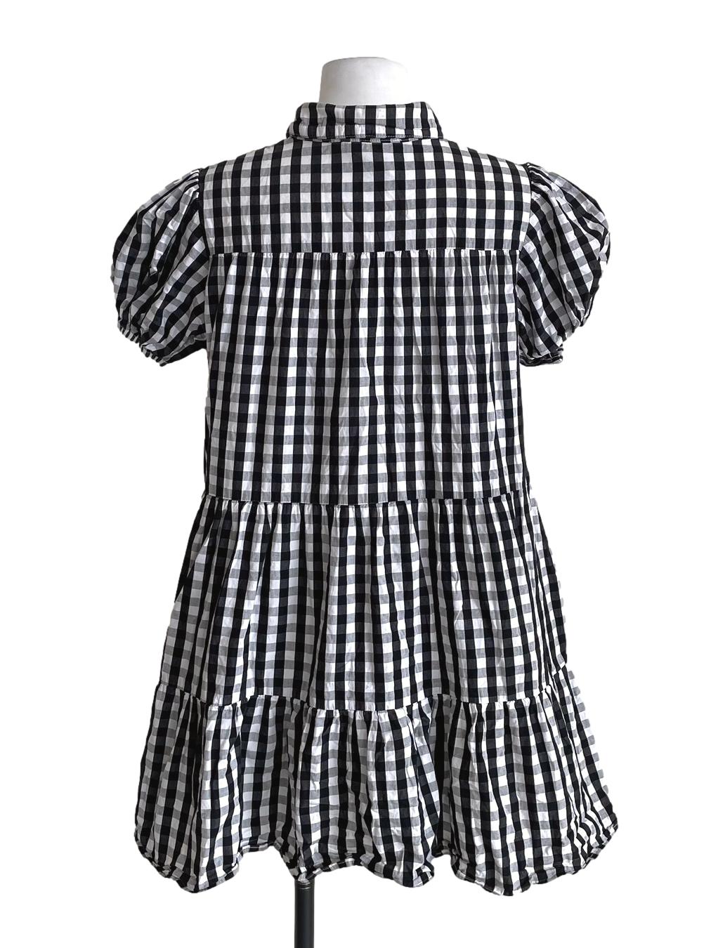 Black & White Gingham Babydoll Shirt Dress