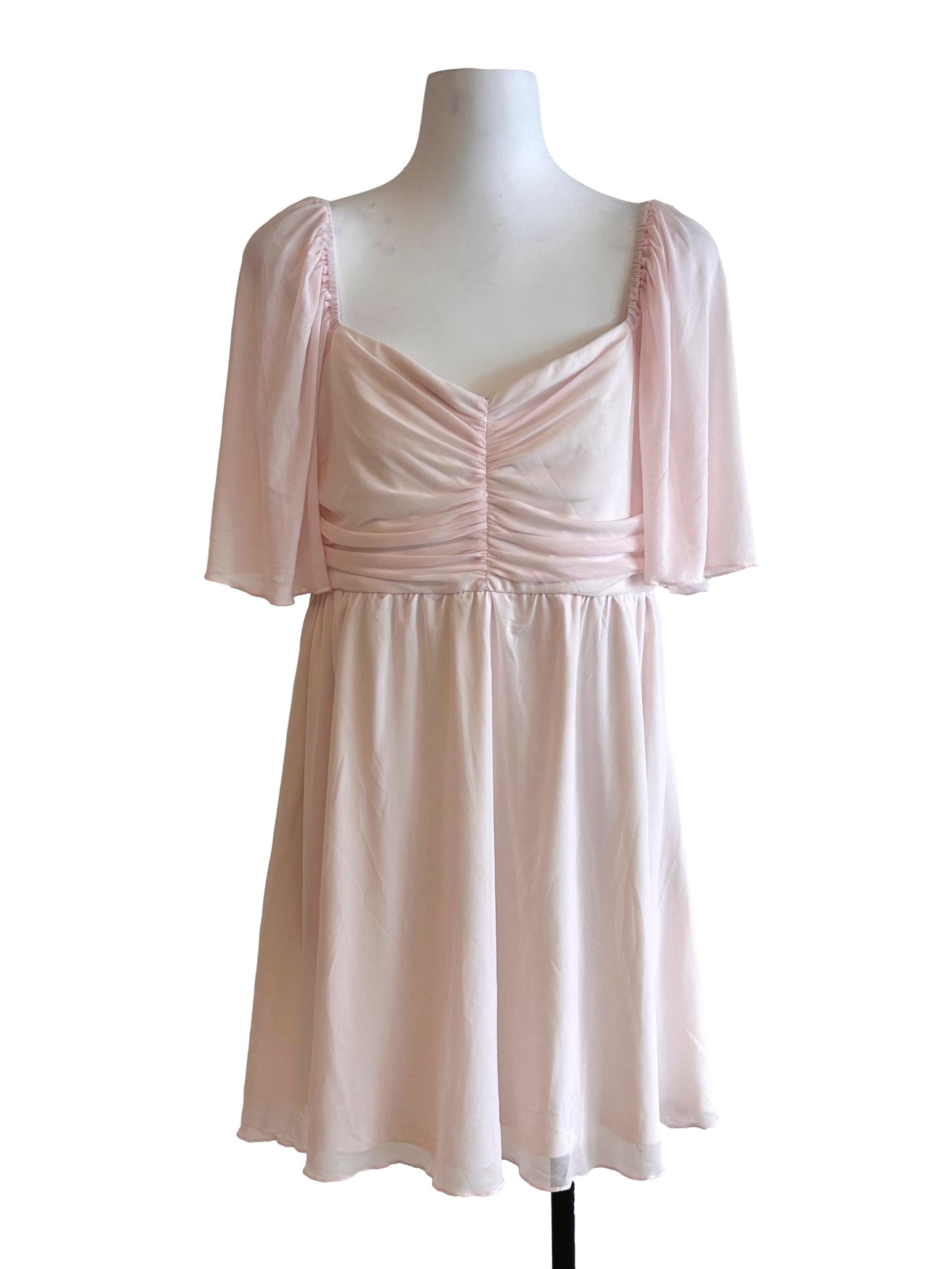 Blush Pink Sweetheart Neckline Ruched Dress