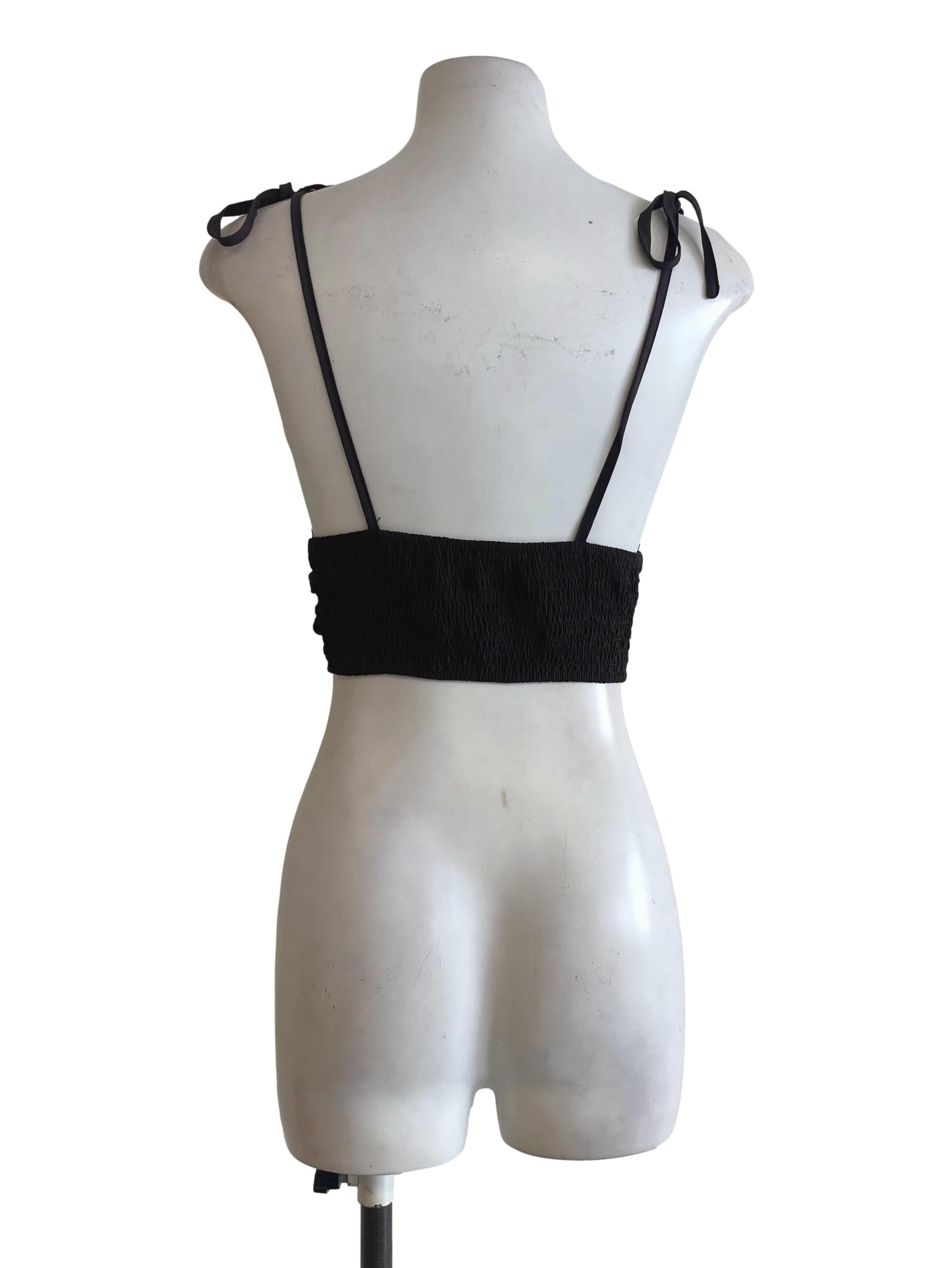 Dark Brown Tie Strap Crop Top YHF