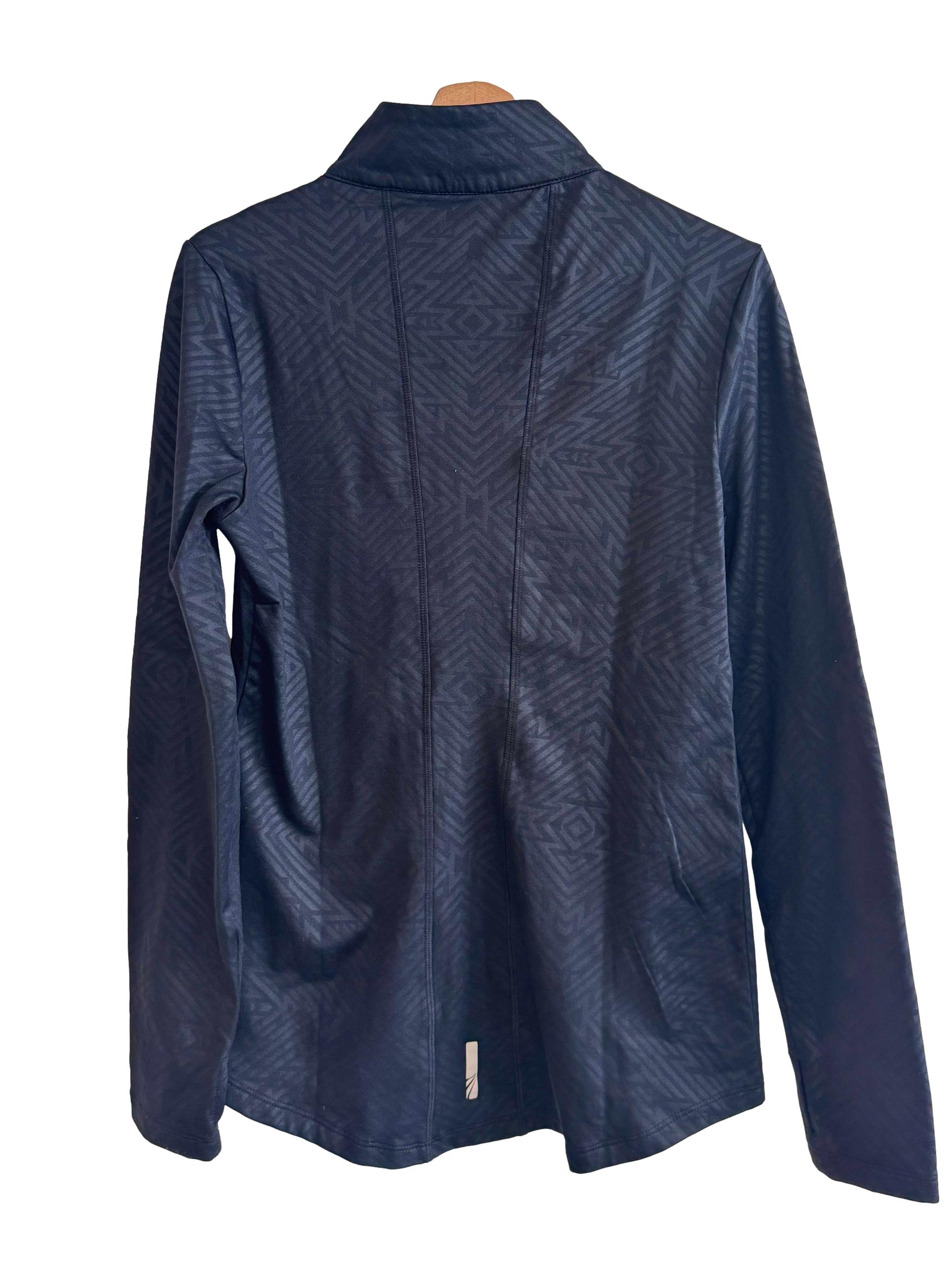 Black Patterned Half Zip Top