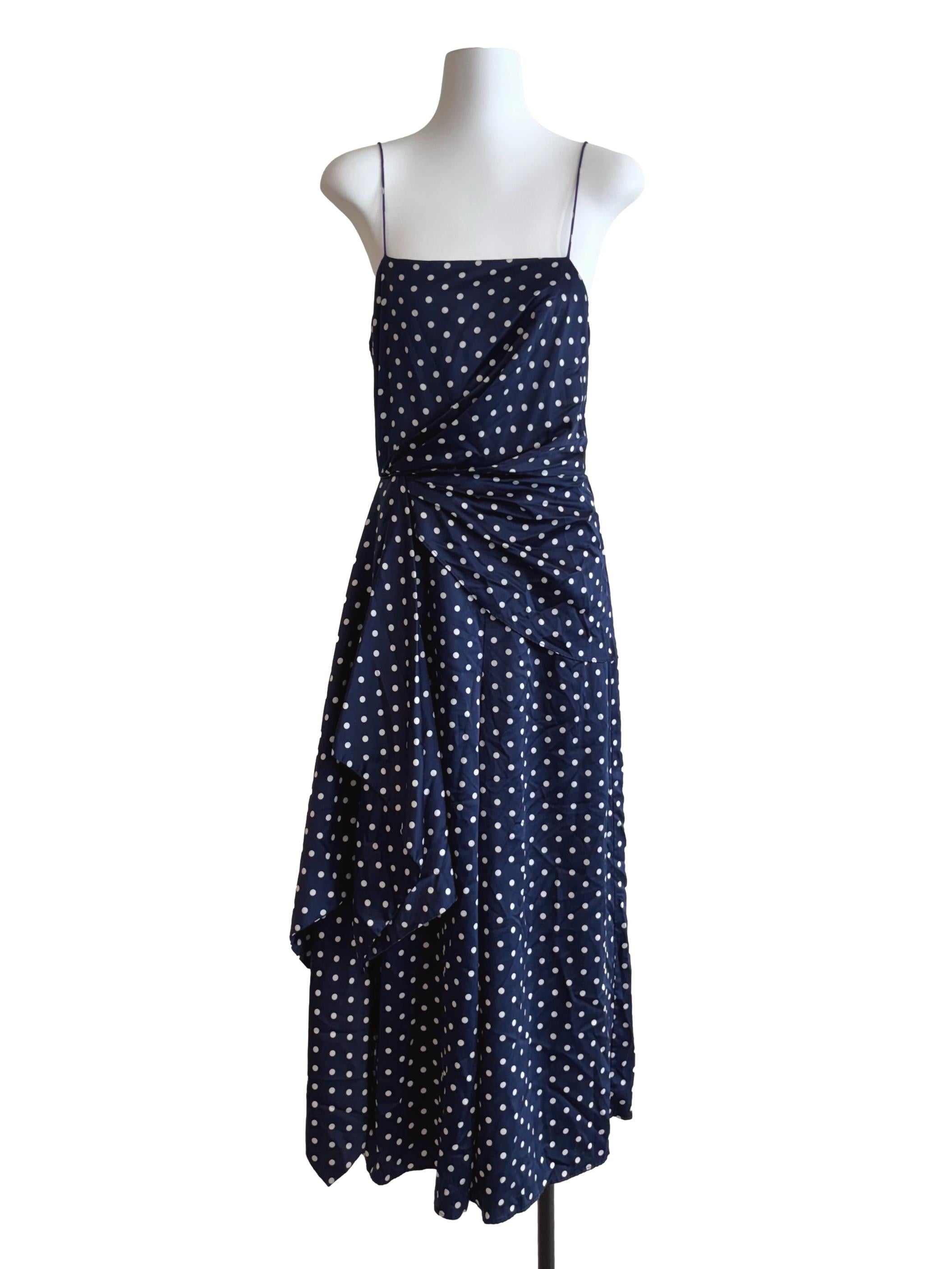 Midnight Blue Polka Dot Drape Jumpsuit