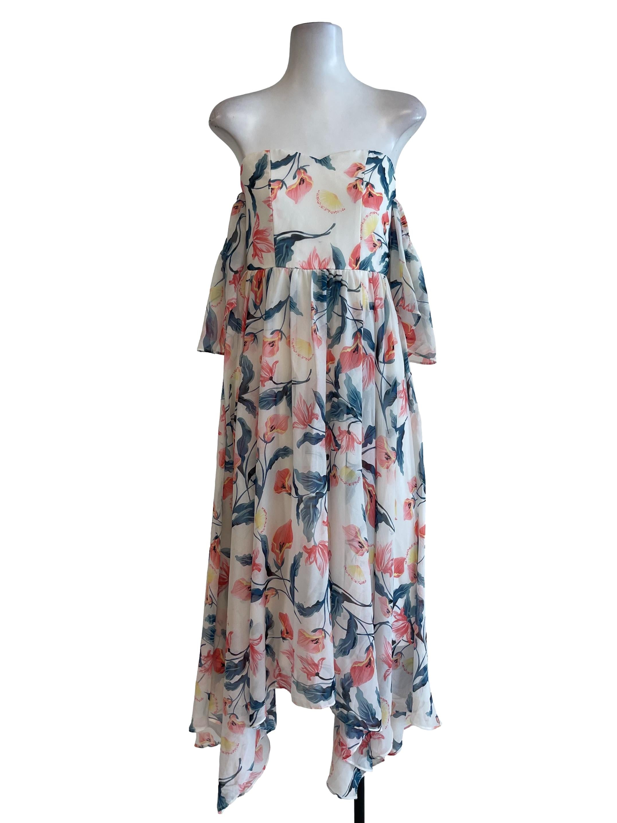 White Floral Off Shoulder Dress