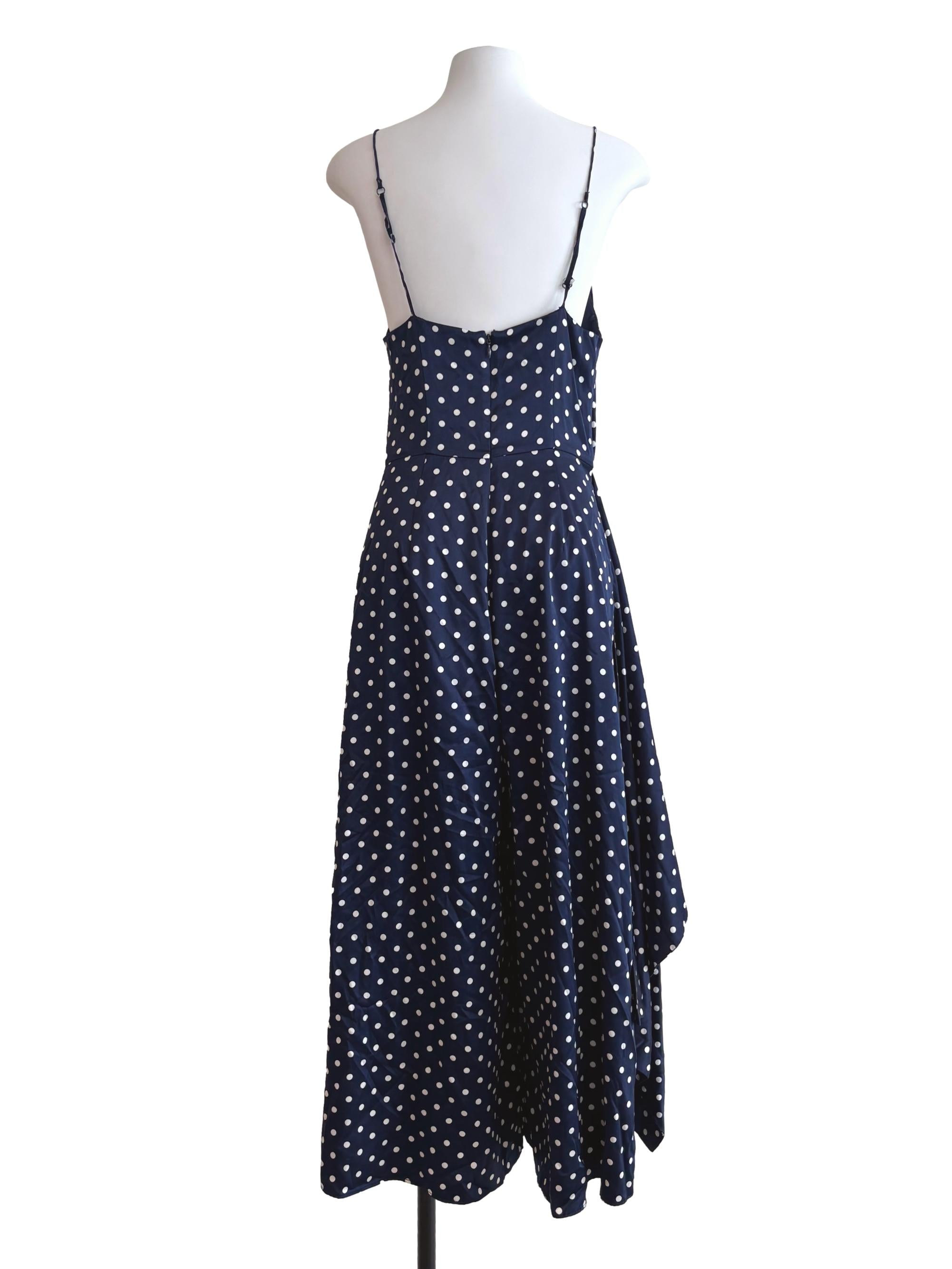 Midnight Blue Polka Dot Drape Jumpsuit