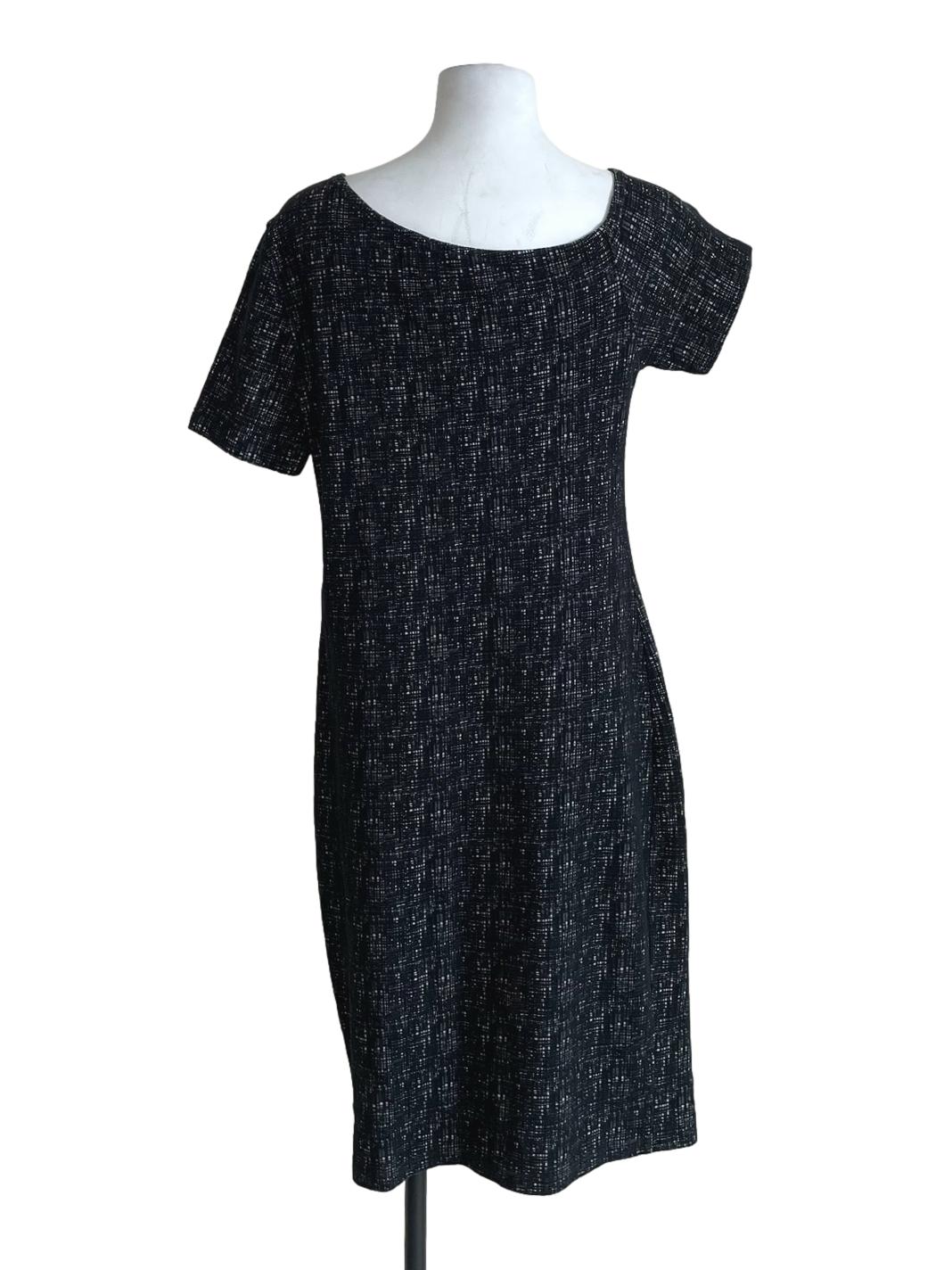Charcoal Black Irregular Neck Stitch Dress