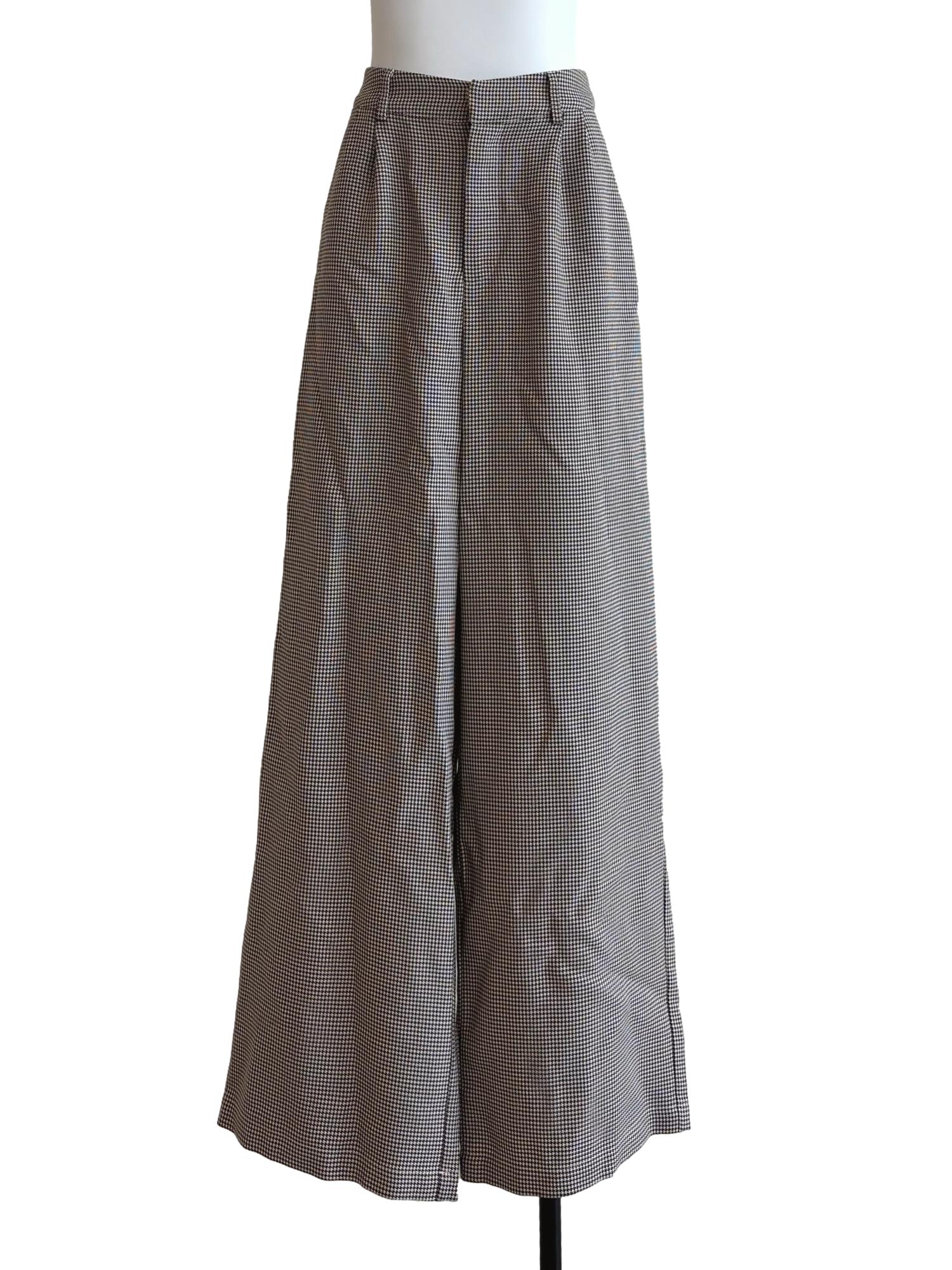 Brown Houndstooth Wide Pants