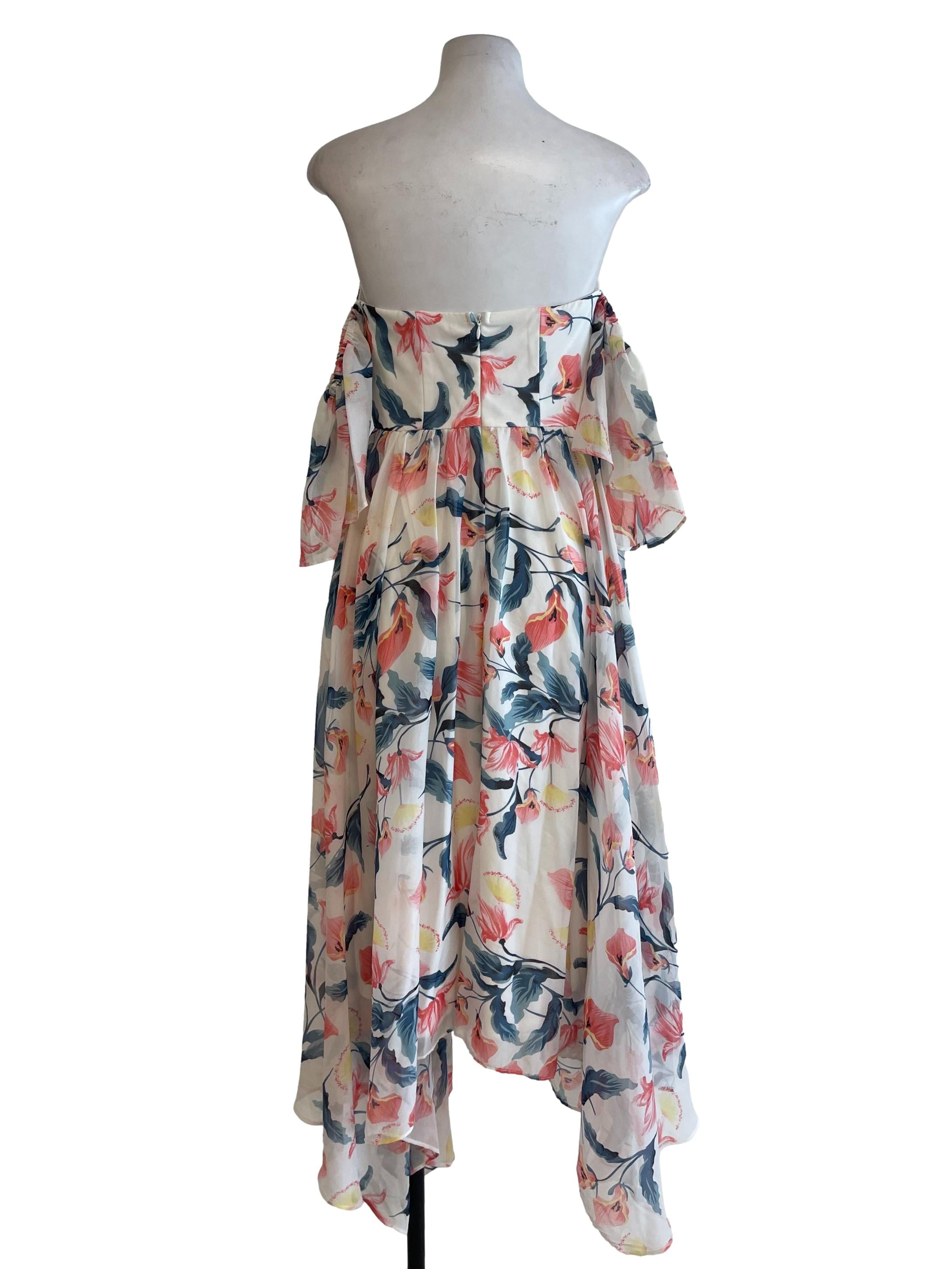 White Floral Off Shoulder Dress