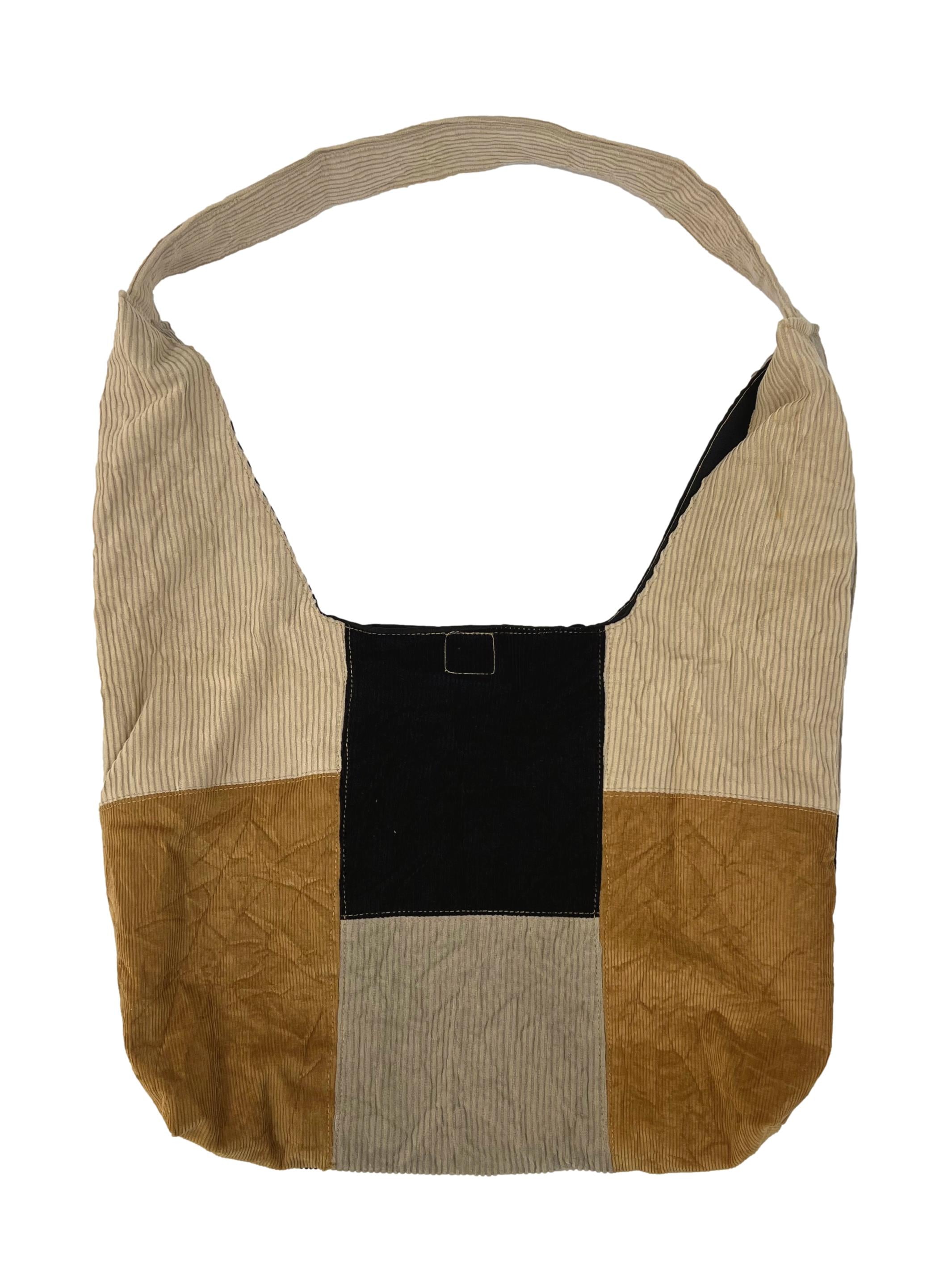 Mustard Blue Corduroy Crescent Reworked Shoulder Bag