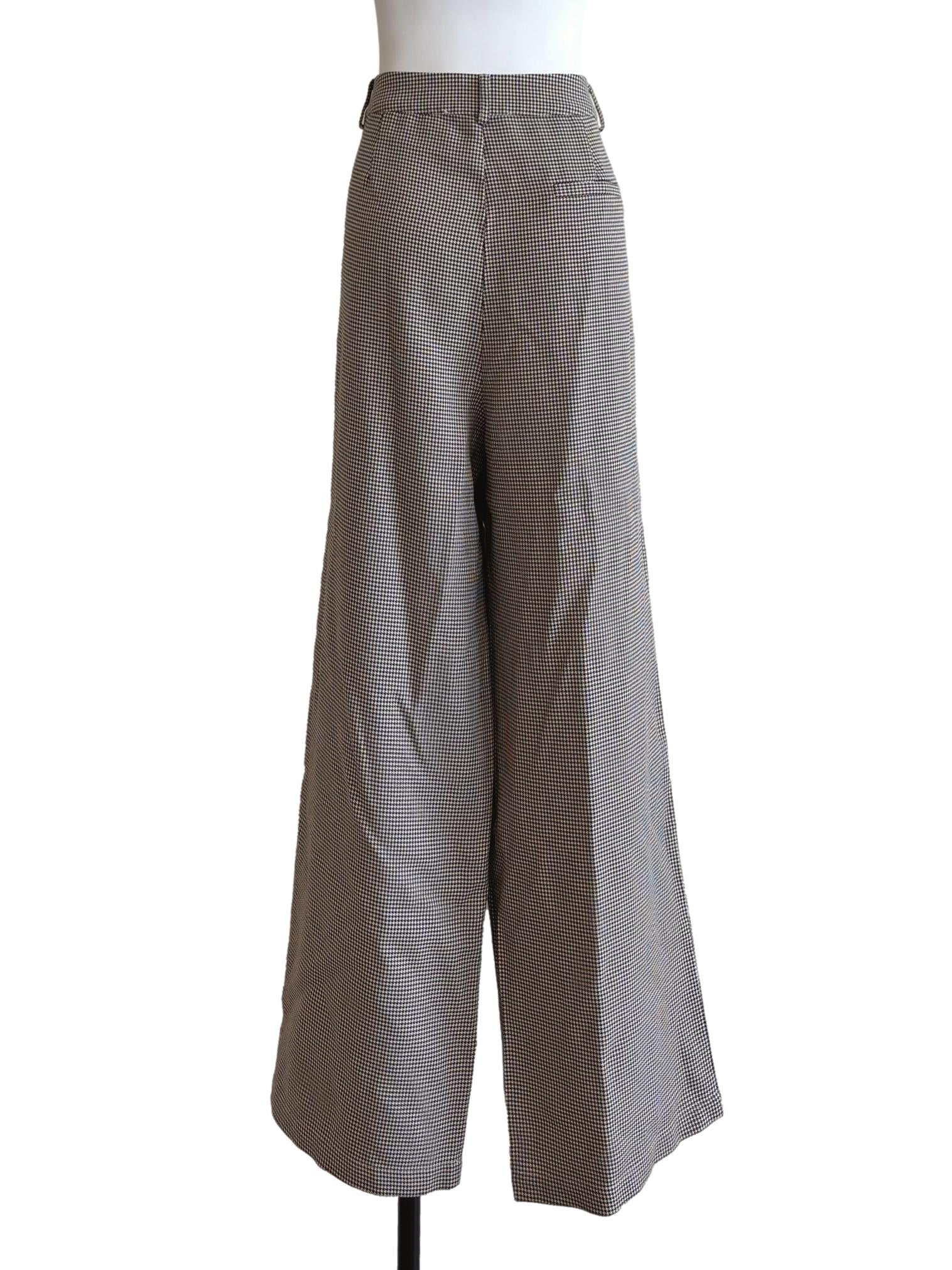Brown Houndstooth Wide Pants