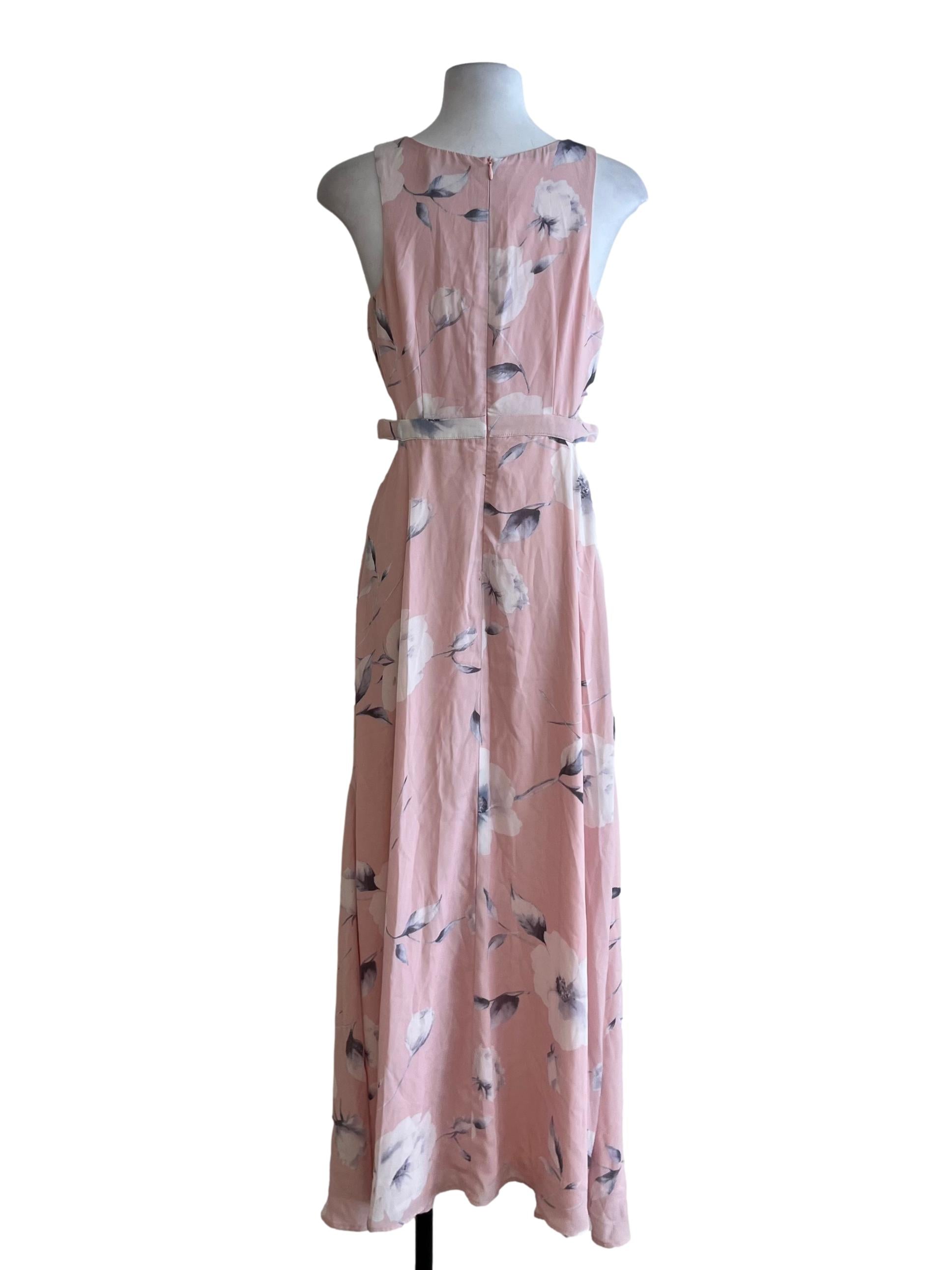 Salmon Pink Floral A-Line Dress