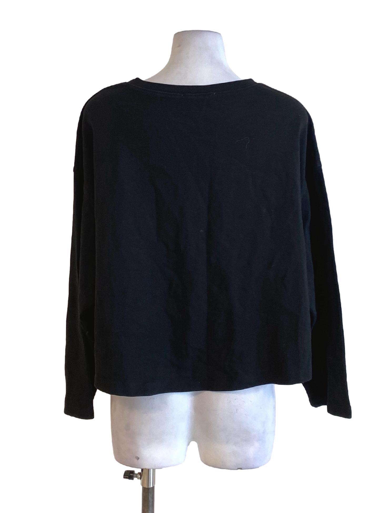 Jade Black Round Neck Long Sleeve Shirt
