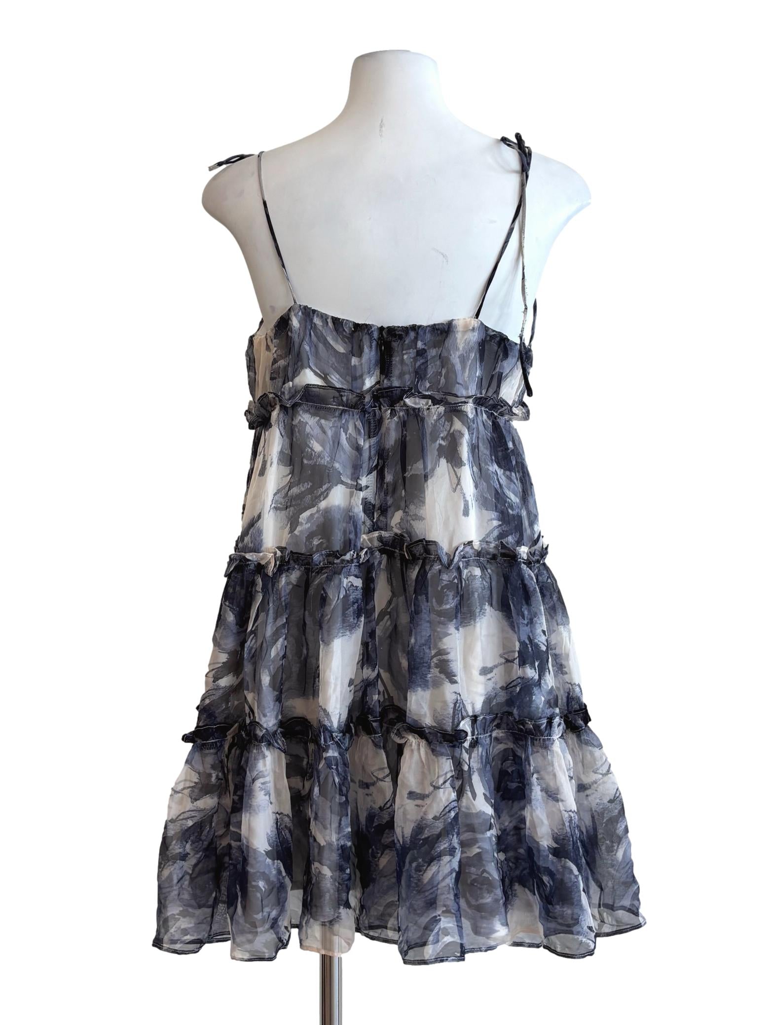 Grey Patterned Tier Spaghetti Strap Dress YHF
