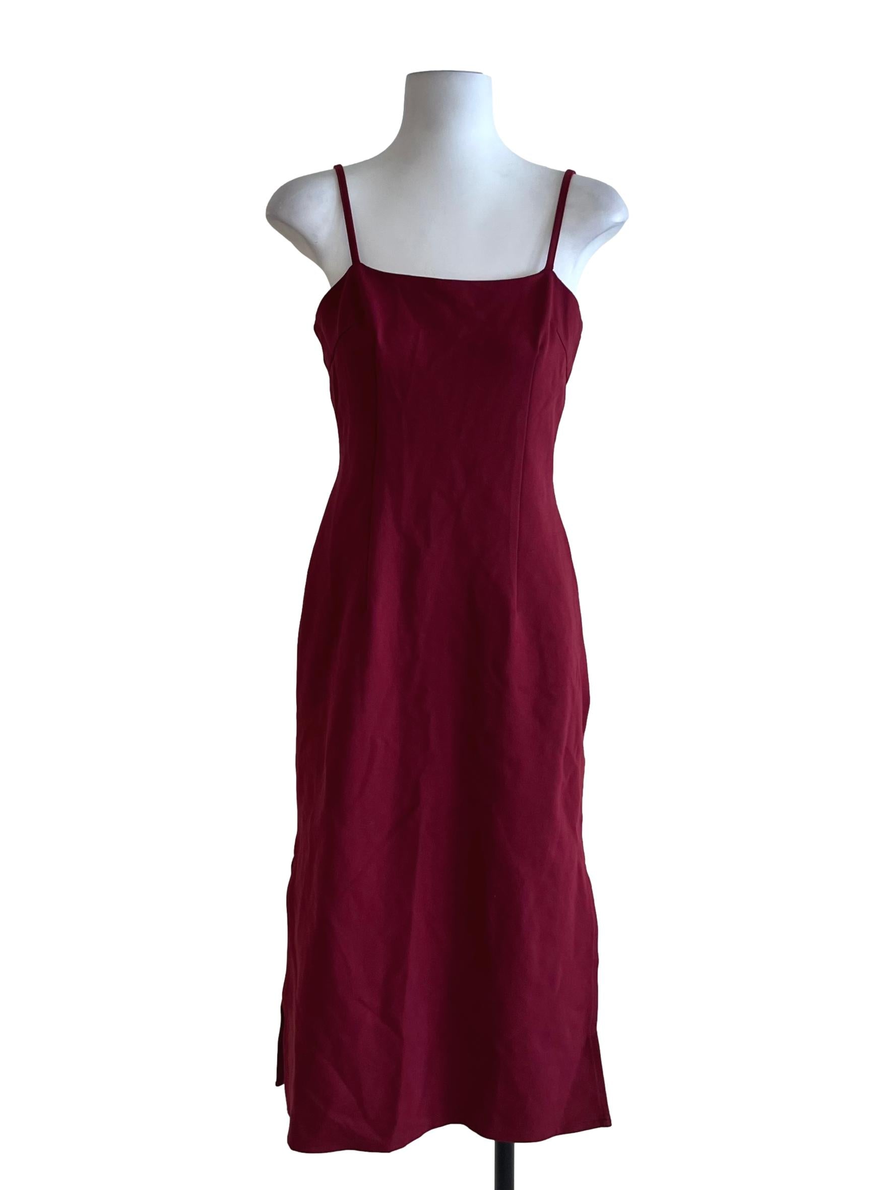 Wine Red Spaghetti Strap Sheath Dress