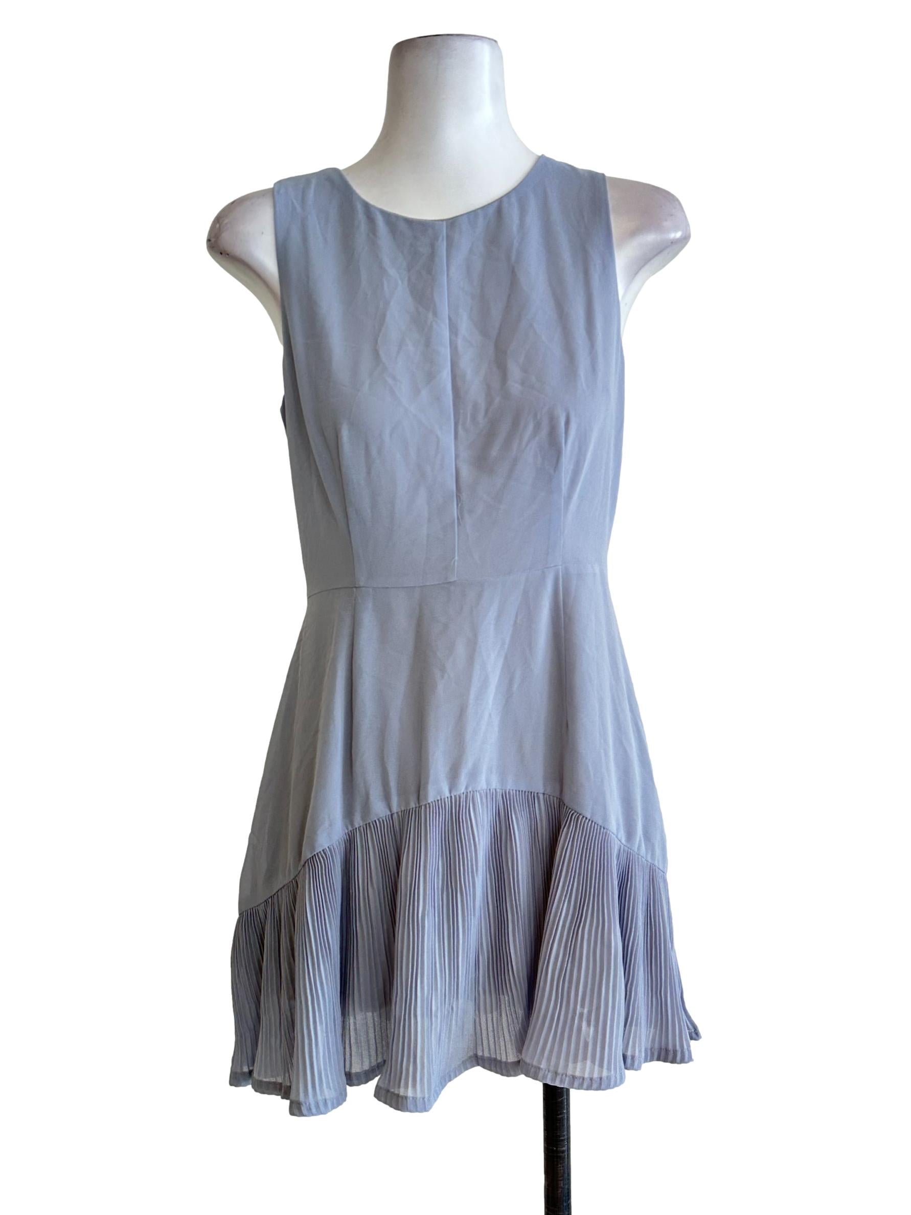 Fossil Grey Plain & Pleated Dress
