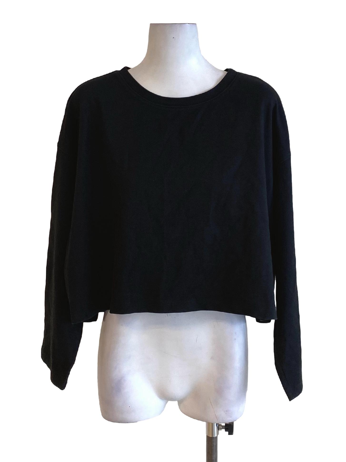 Jade Black Round Neck Long Sleeve Shirt