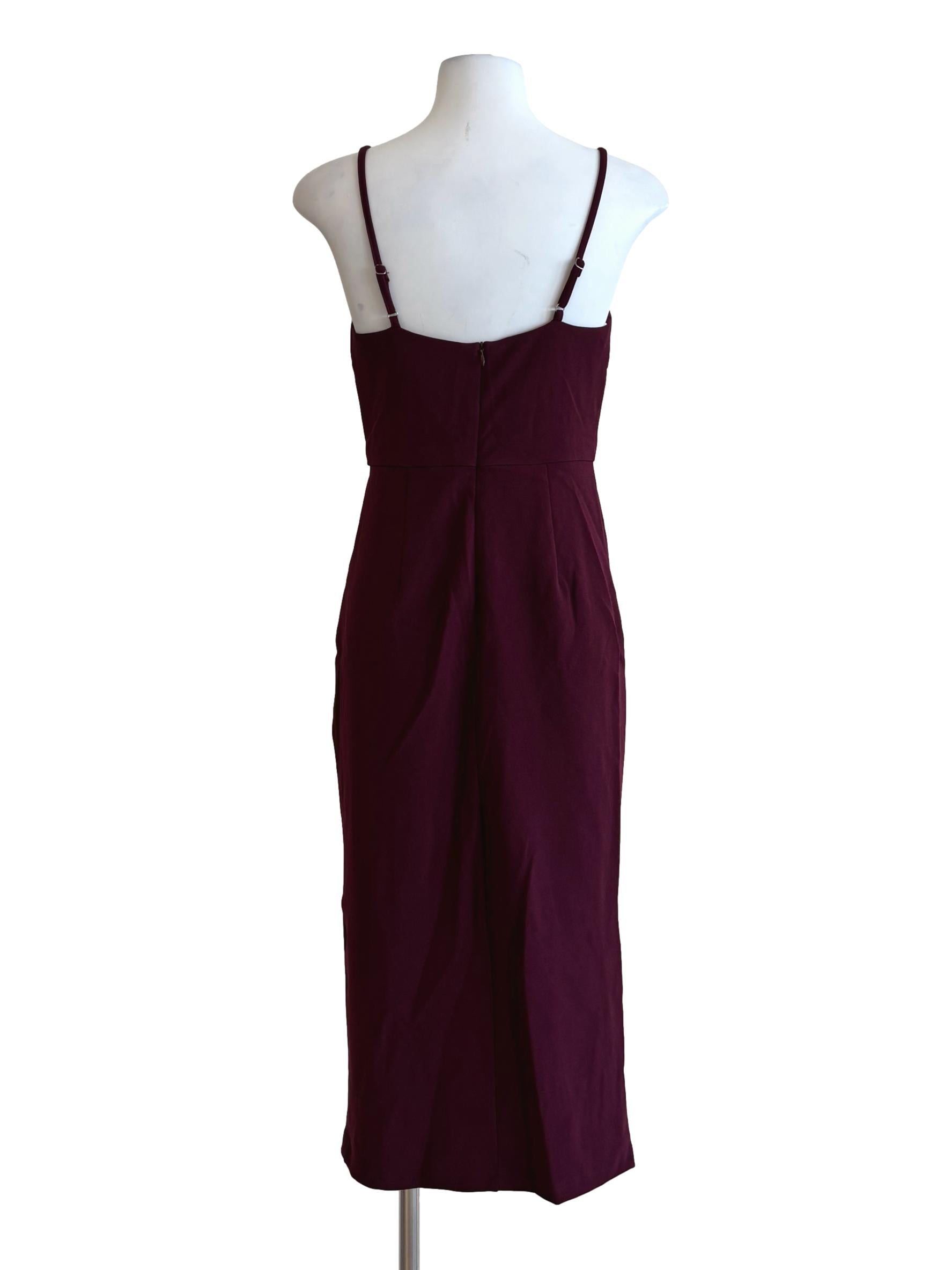 Maroon Ruched Pencil Dress