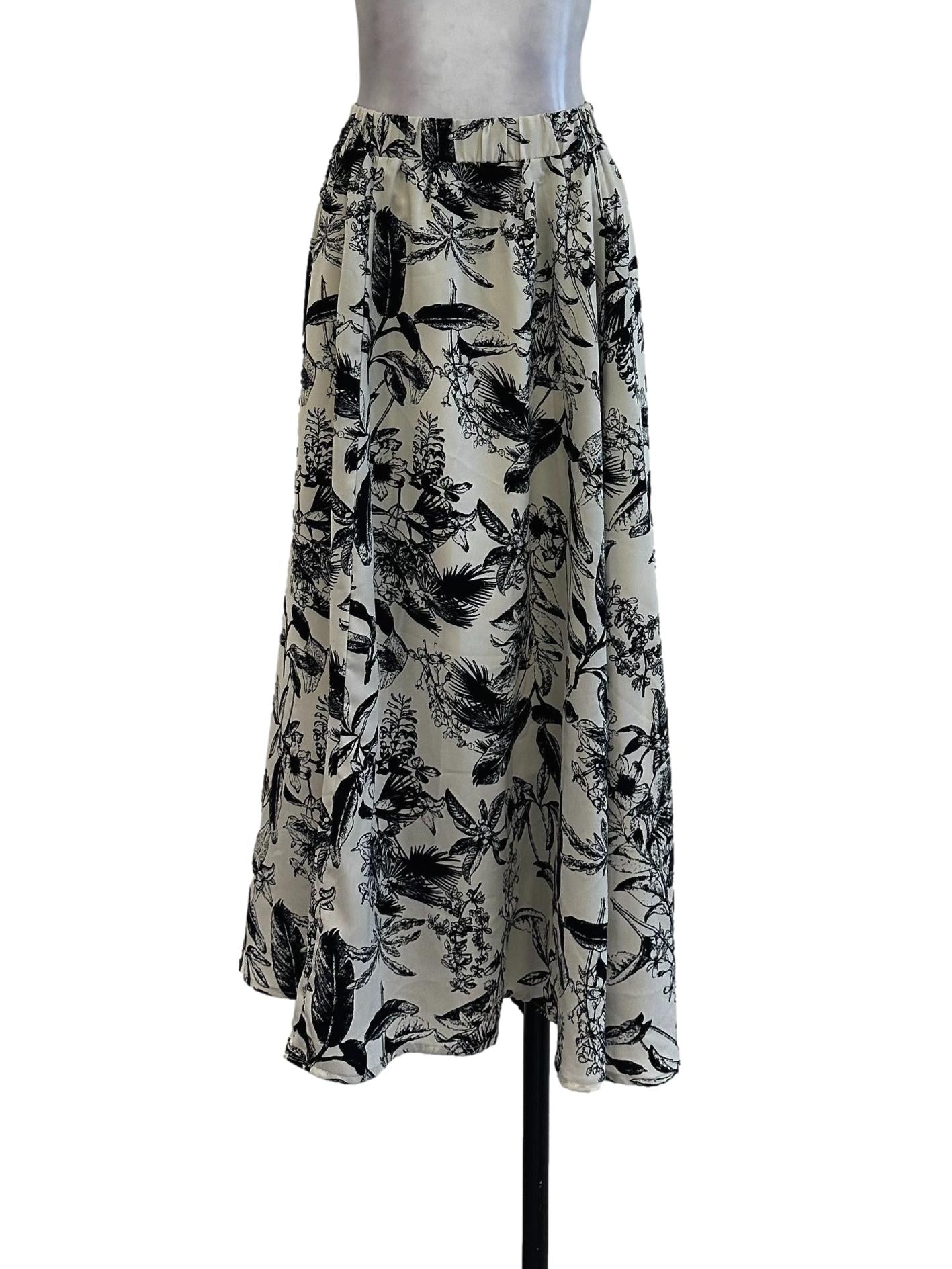 White Floral Printed Skirt