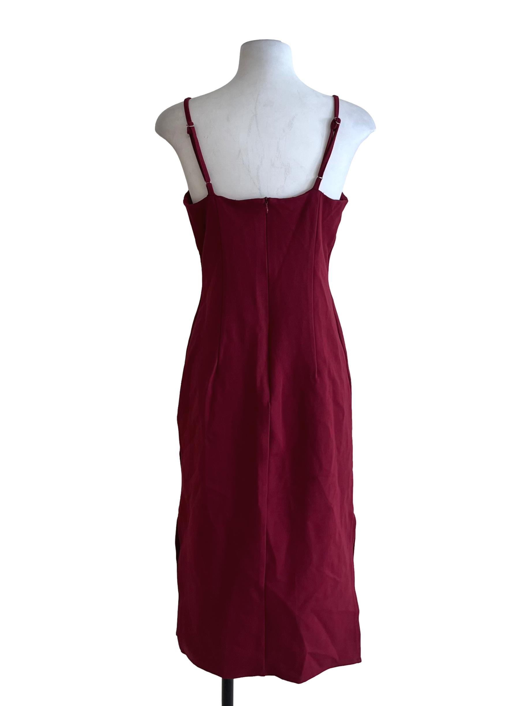 Wine Red Spaghetti Strap Sheath Dress