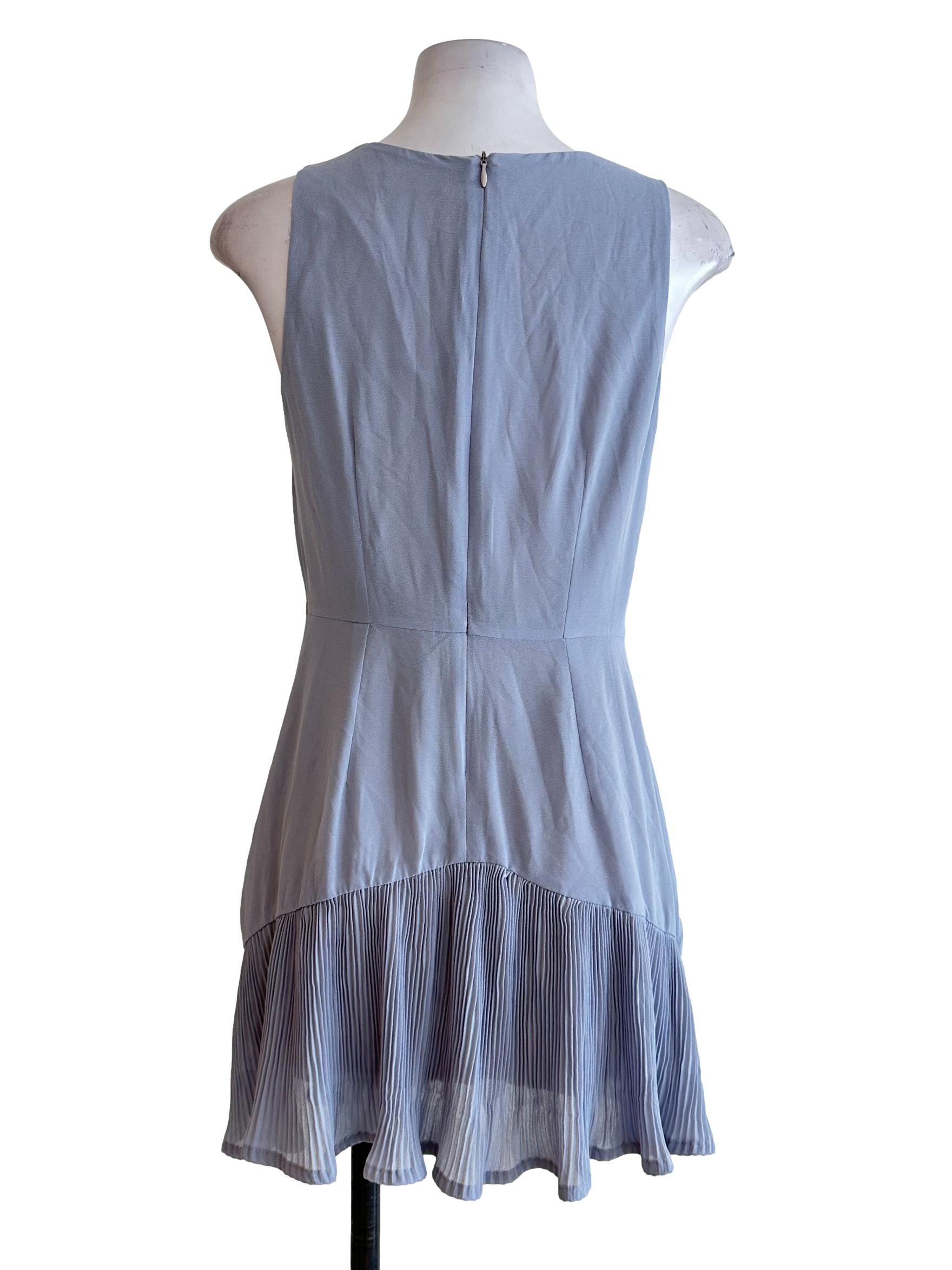 Fossil Grey Plain & Pleated Dress