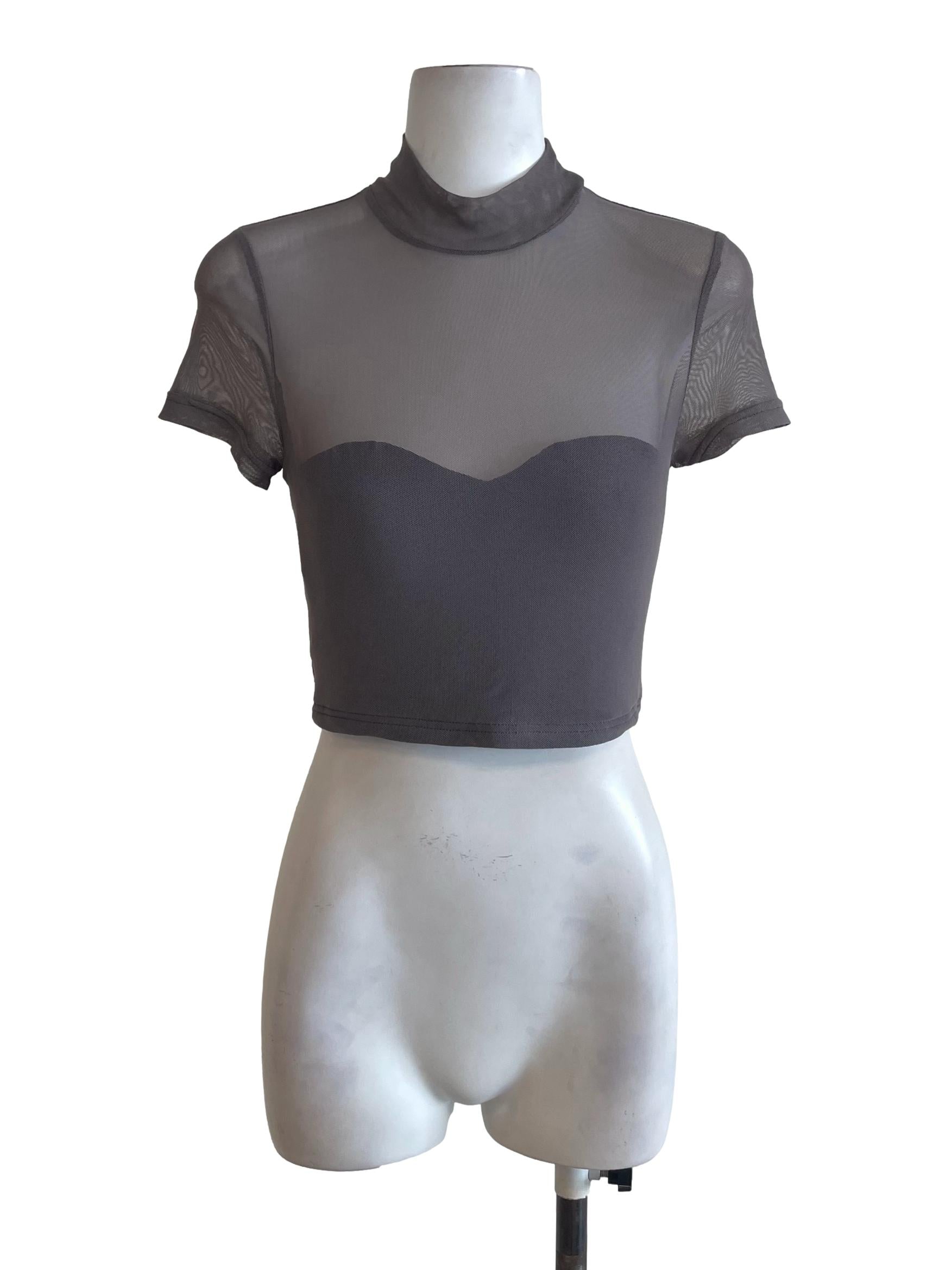 Brownish Grey Turtle Neck Top YHF