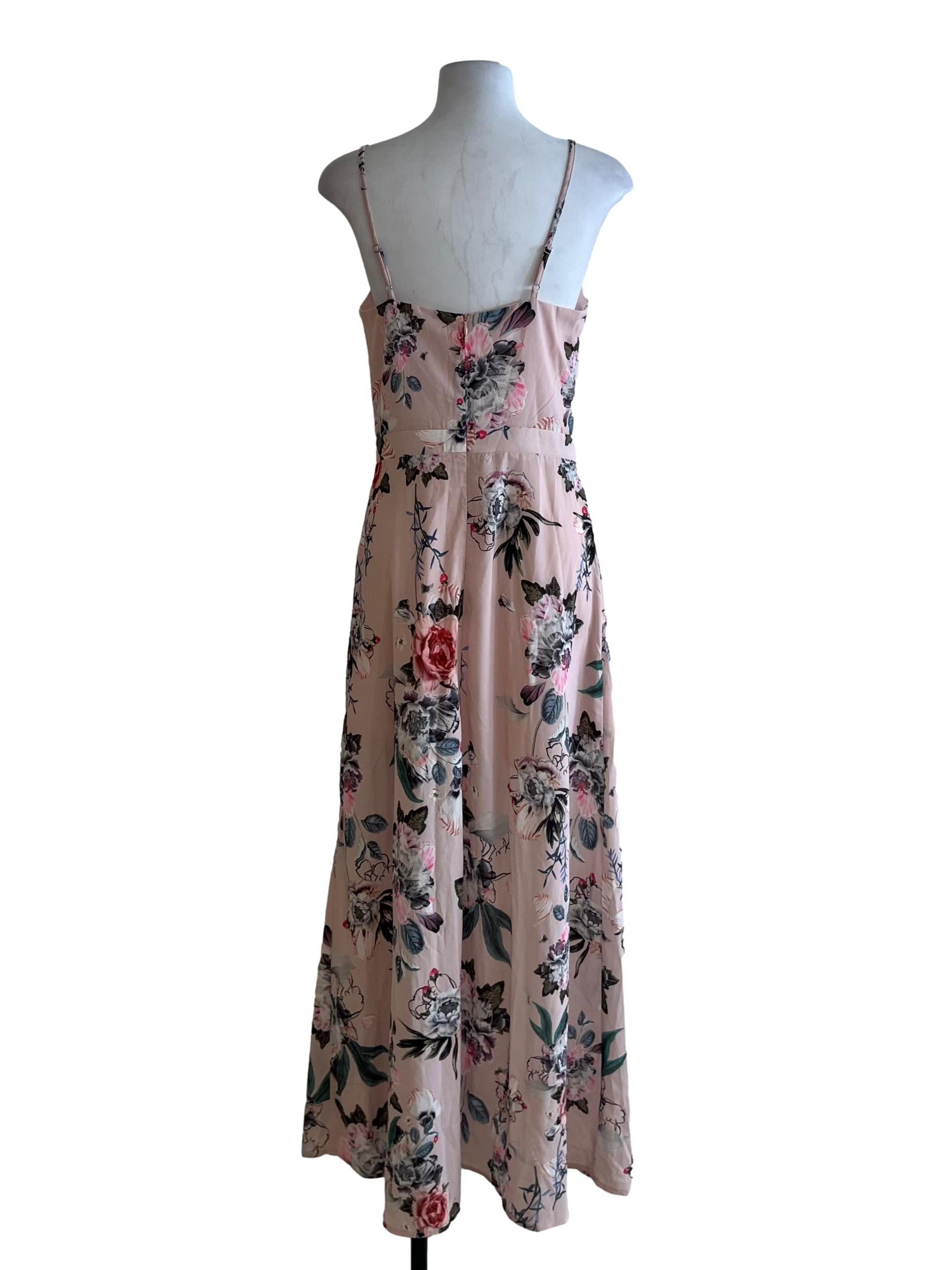 Crepe Pink Floral A-Line Dress