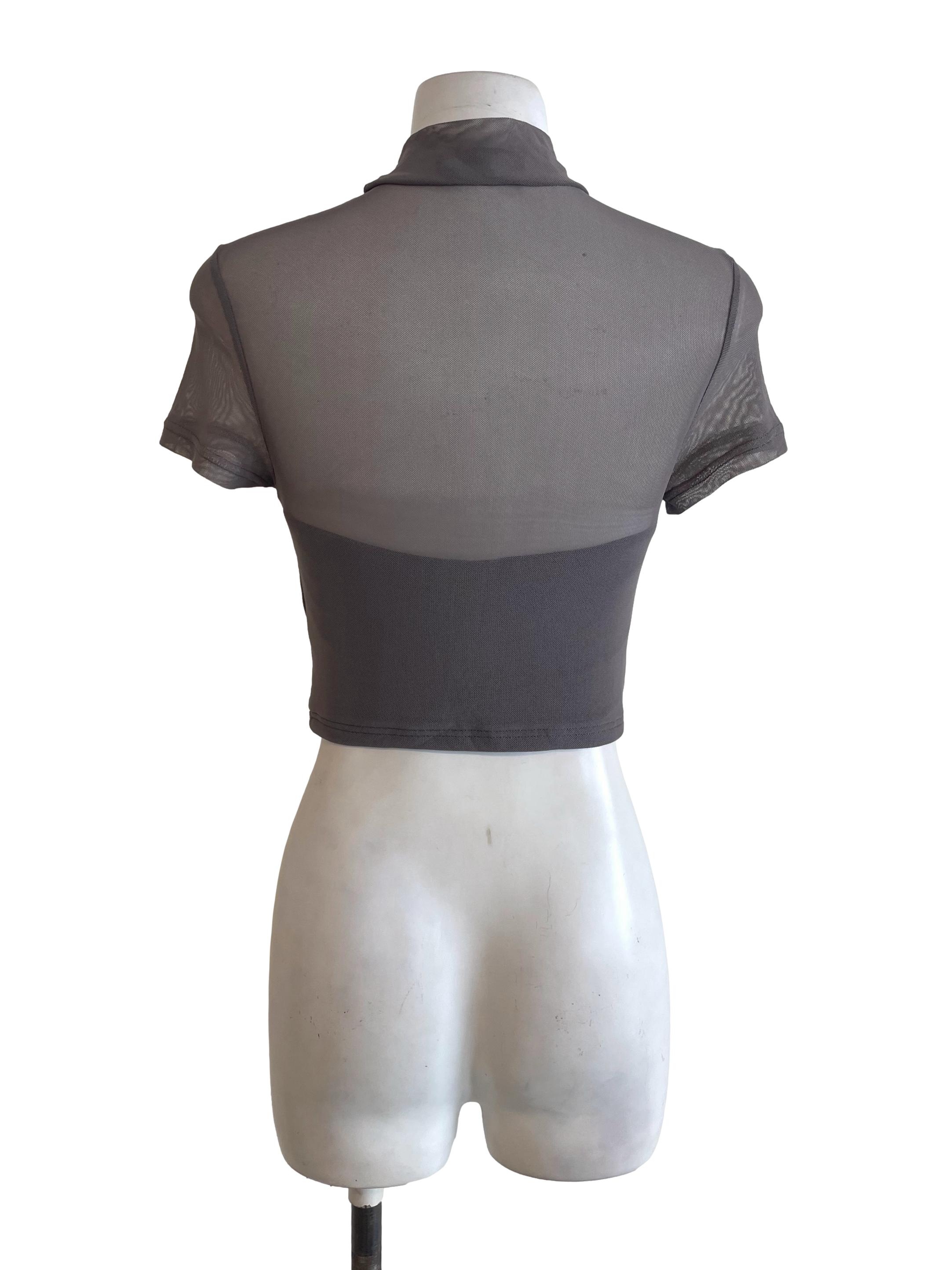 Brownish Grey Turtle Neck Top YHF