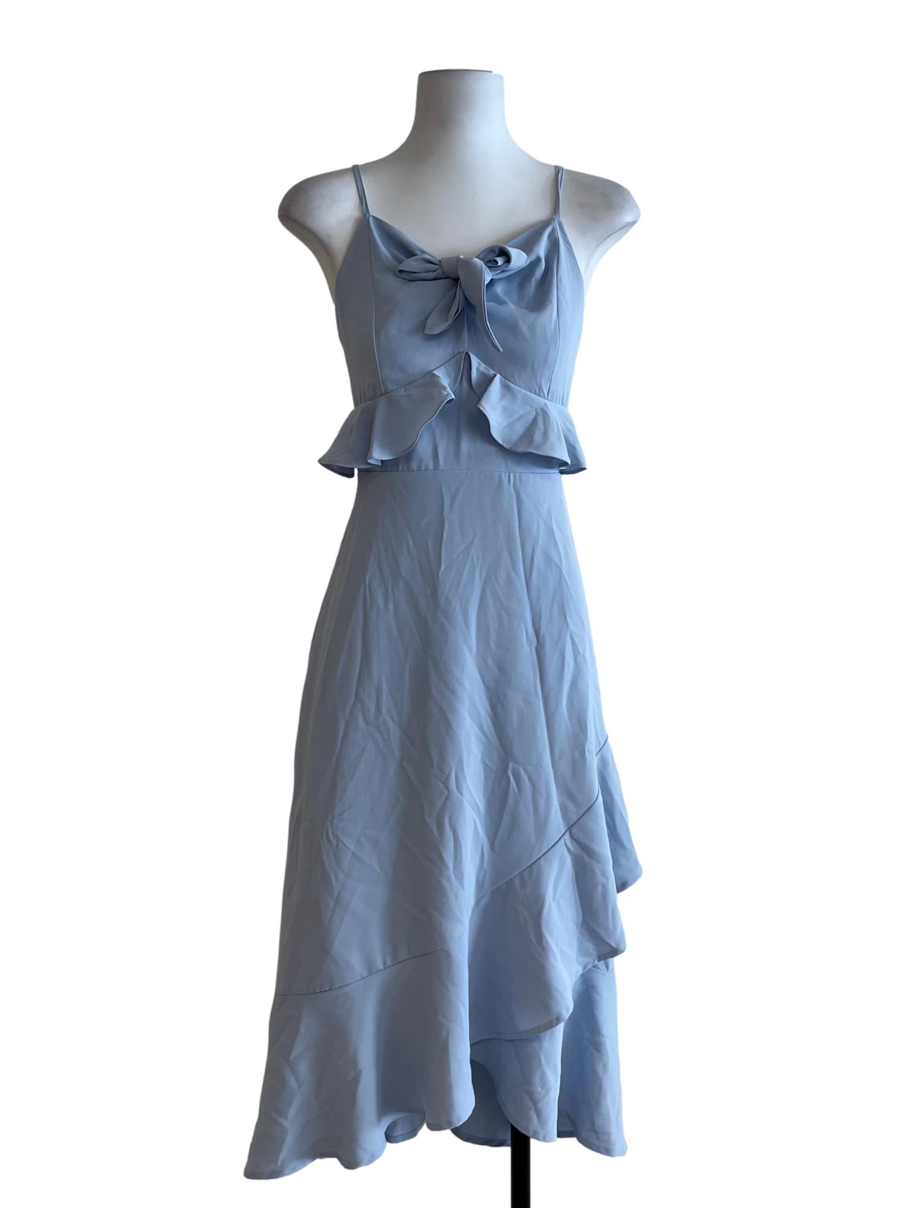 Sky Blue Spaghetti Strap A-Line Dress
