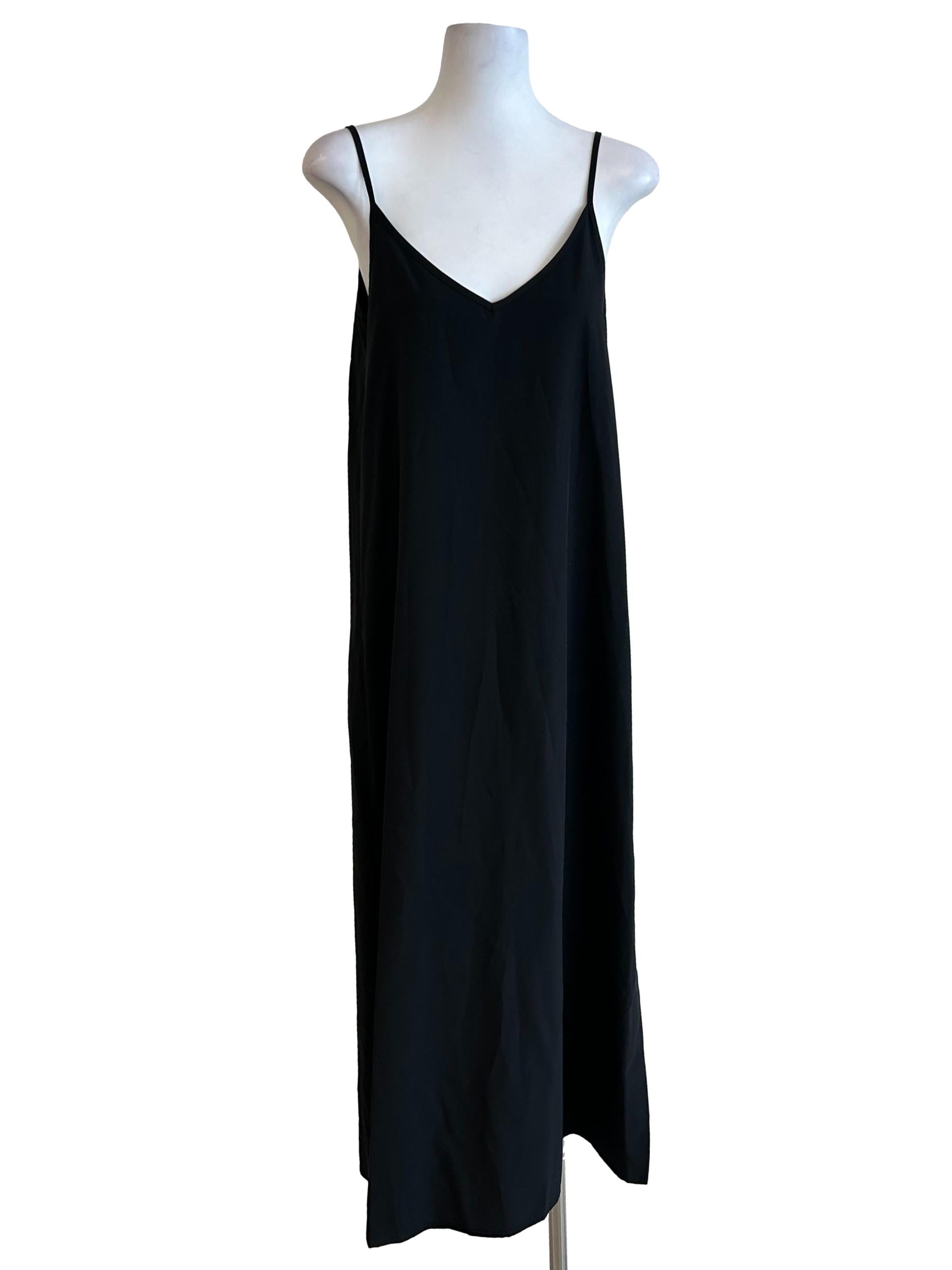 Soft Black V Neck Slip Dress OSN
