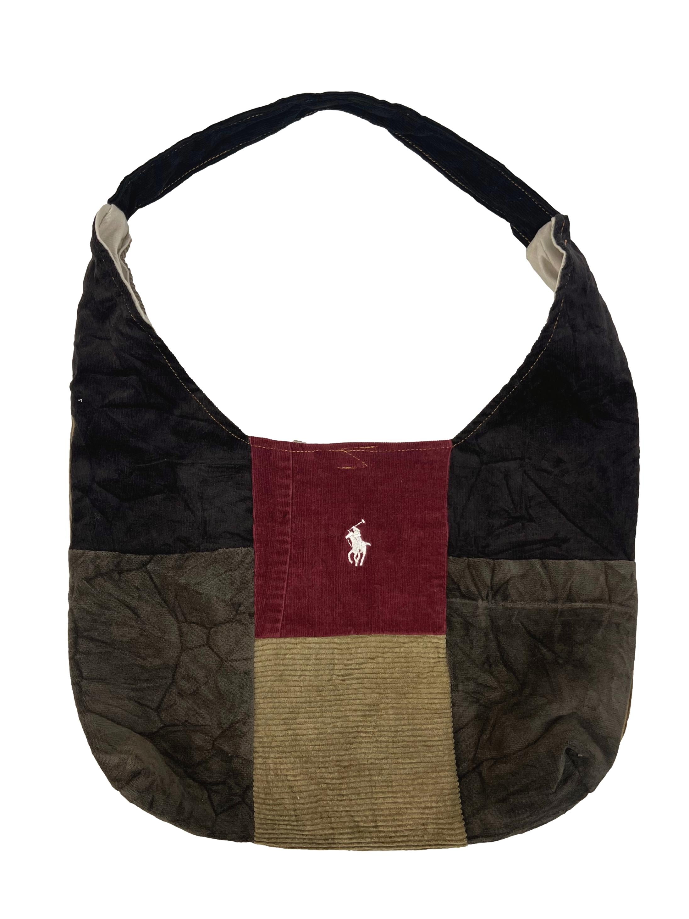 Red Mustard Corduroy Crescent Reworked Shoulder Bag