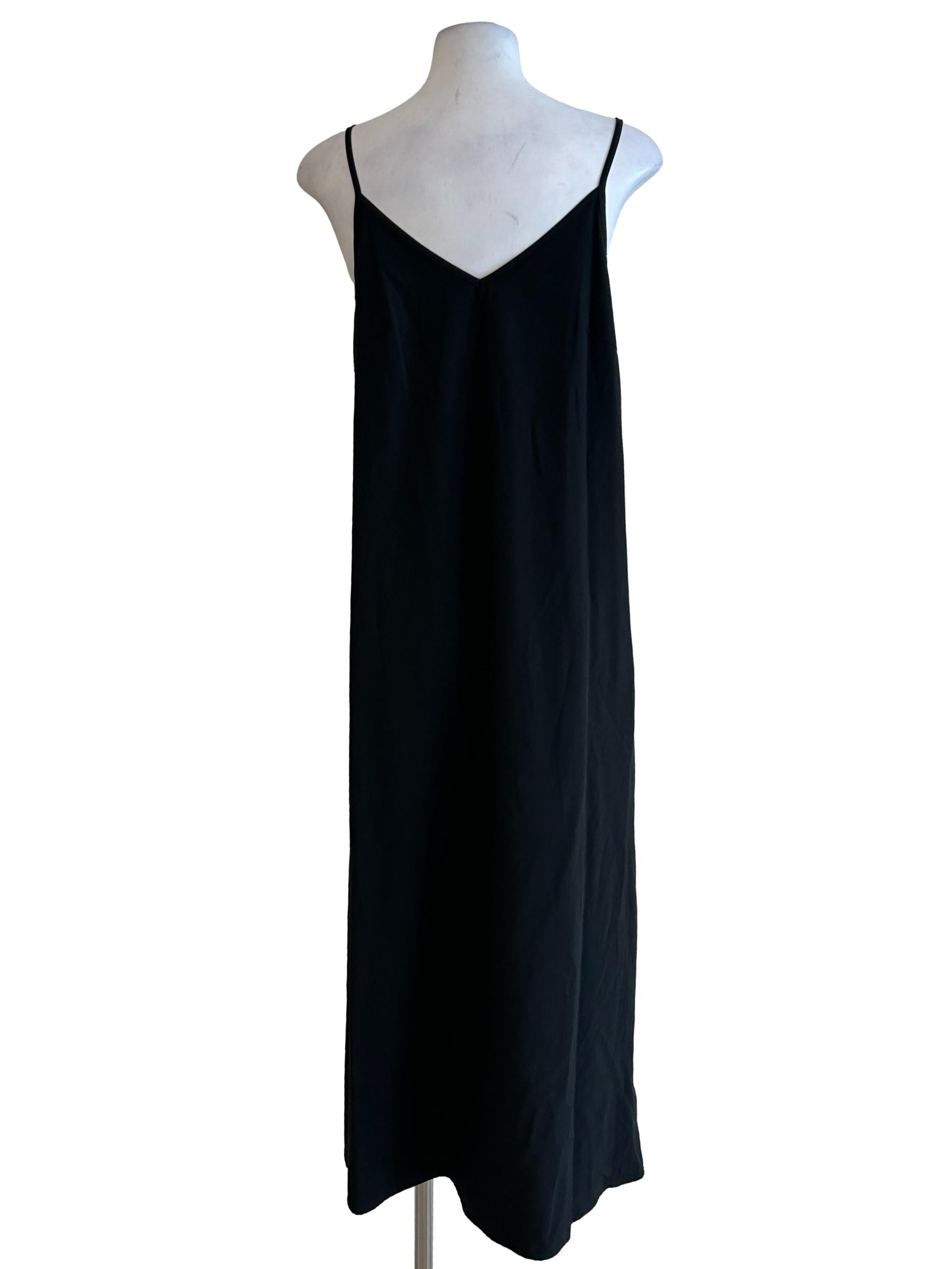 Soft Black V Neck Slip Dress OSN