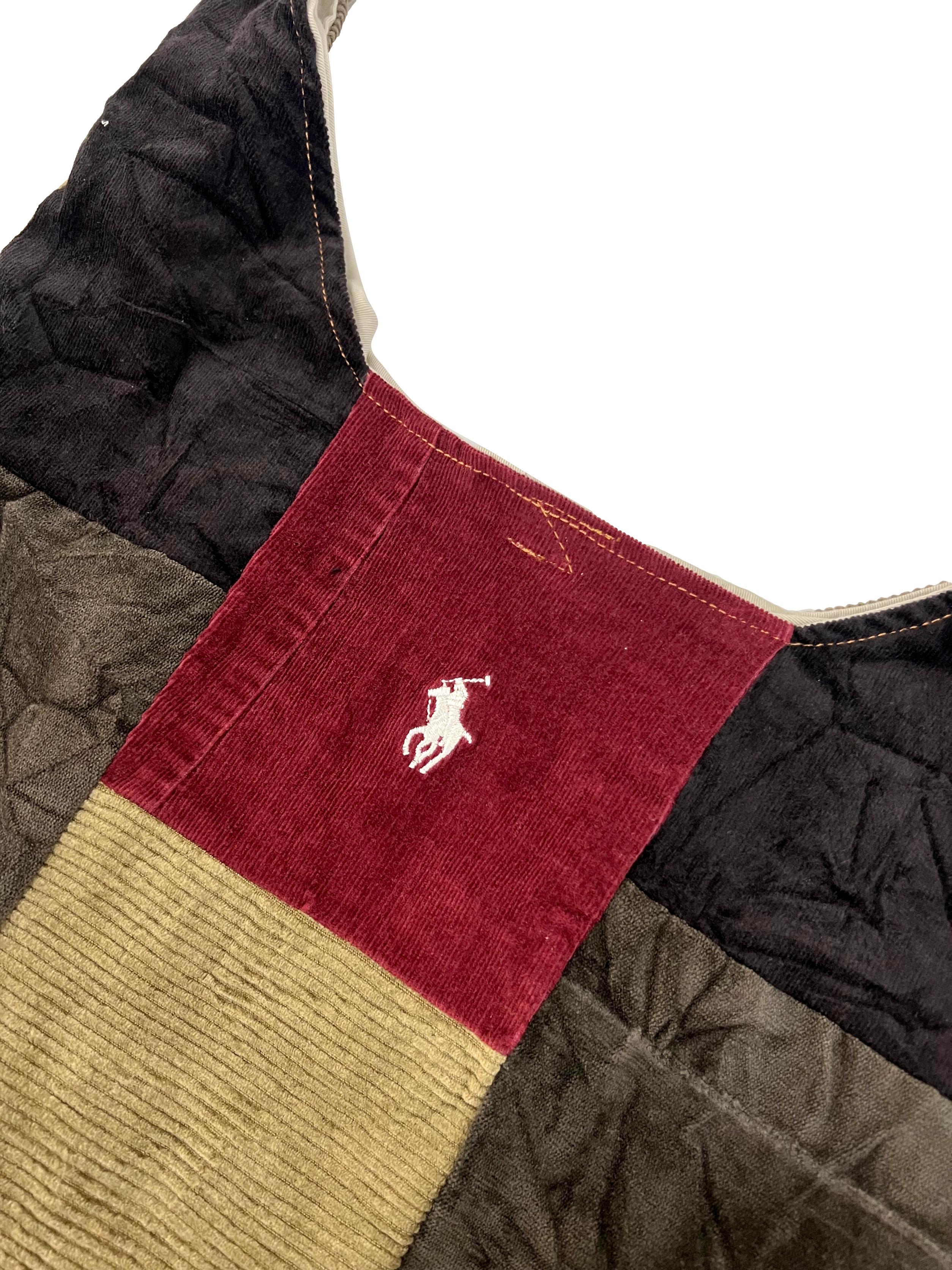 Red Mustard Corduroy Crescent Reworked Shoulder Bag