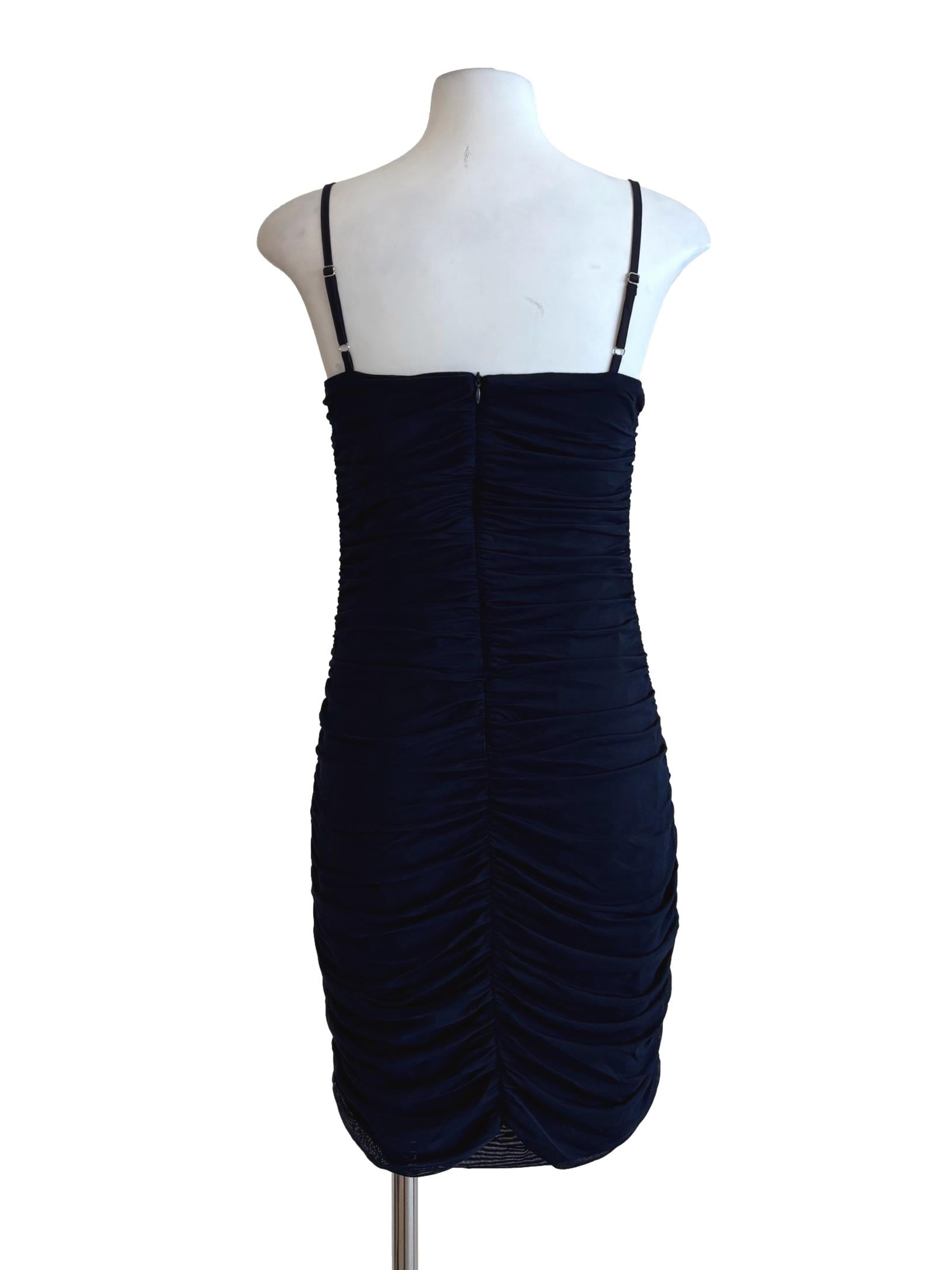 Midnight Blue Spaghetti Strap Ruched Dress