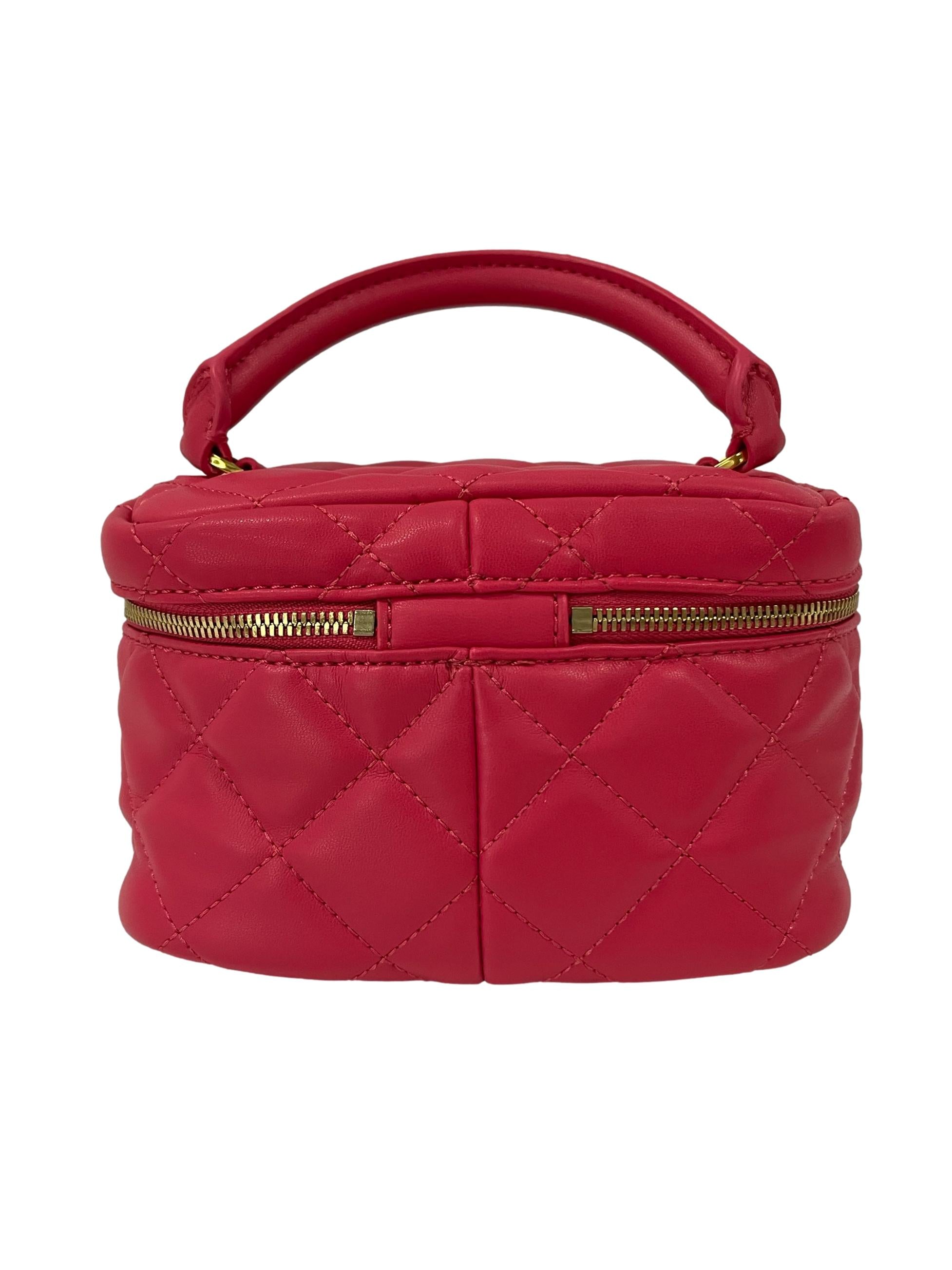 Fuchsia Quilted Two-Way Zip Mini Bag