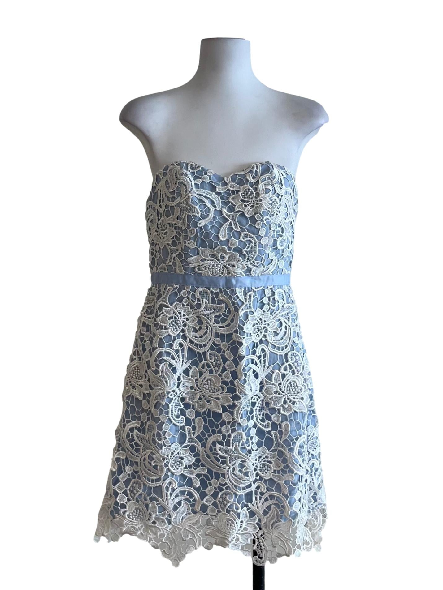 Sky Blue Lace A-Line Dress