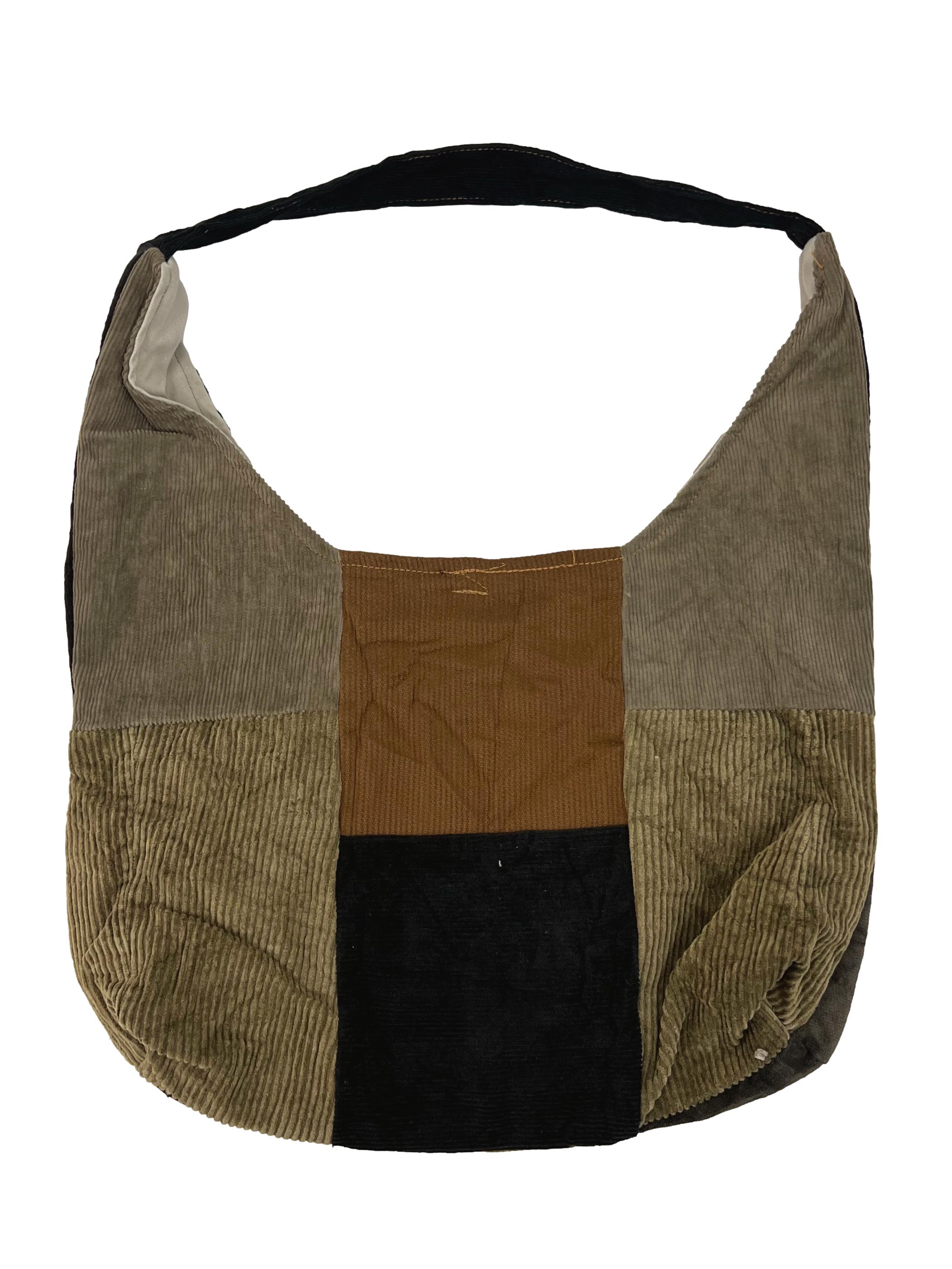 Red Mustard Corduroy Crescent Reworked Shoulder Bag