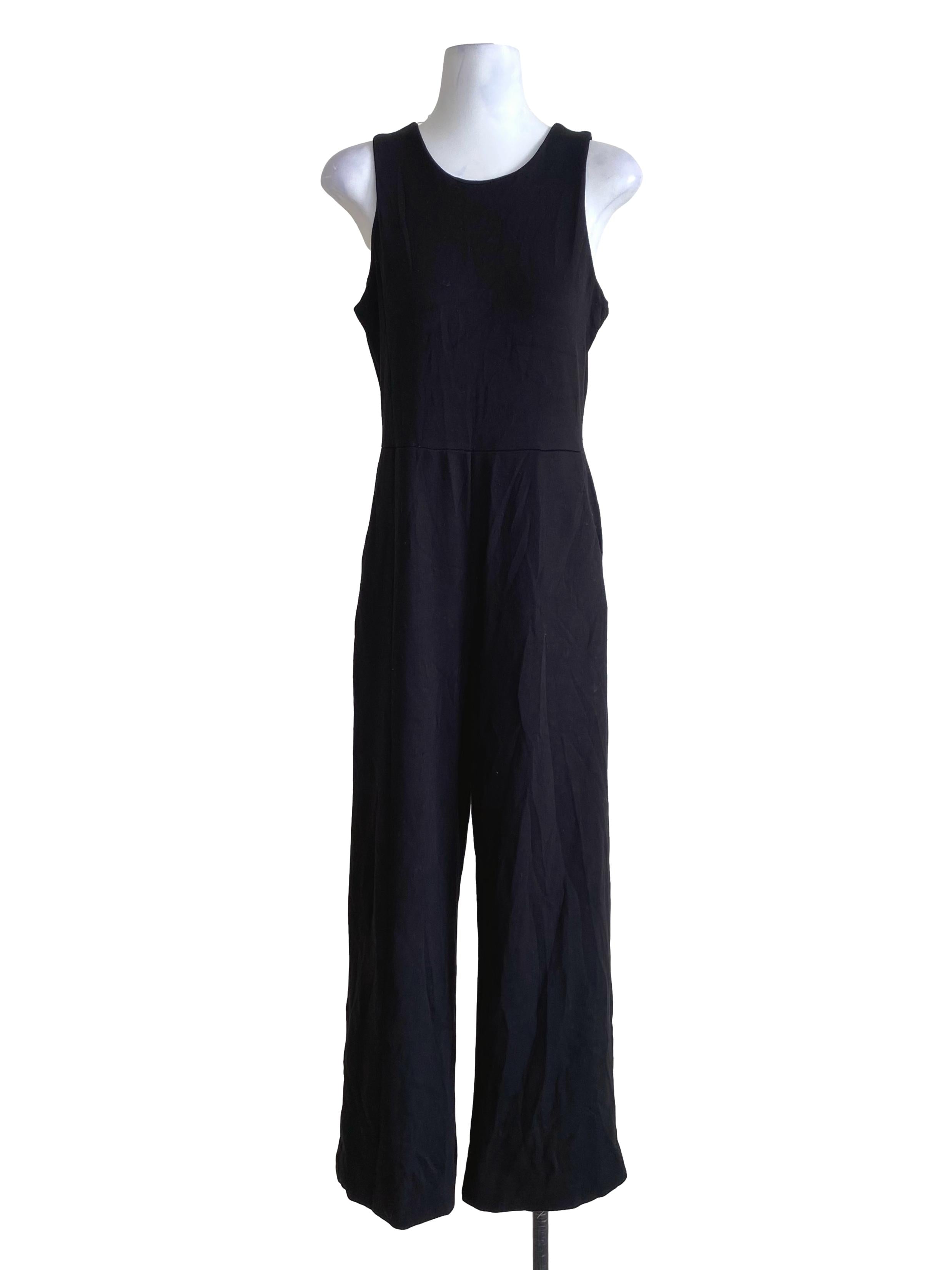 Cotton Onyx Black Sleeveless Jumpsuit TEM