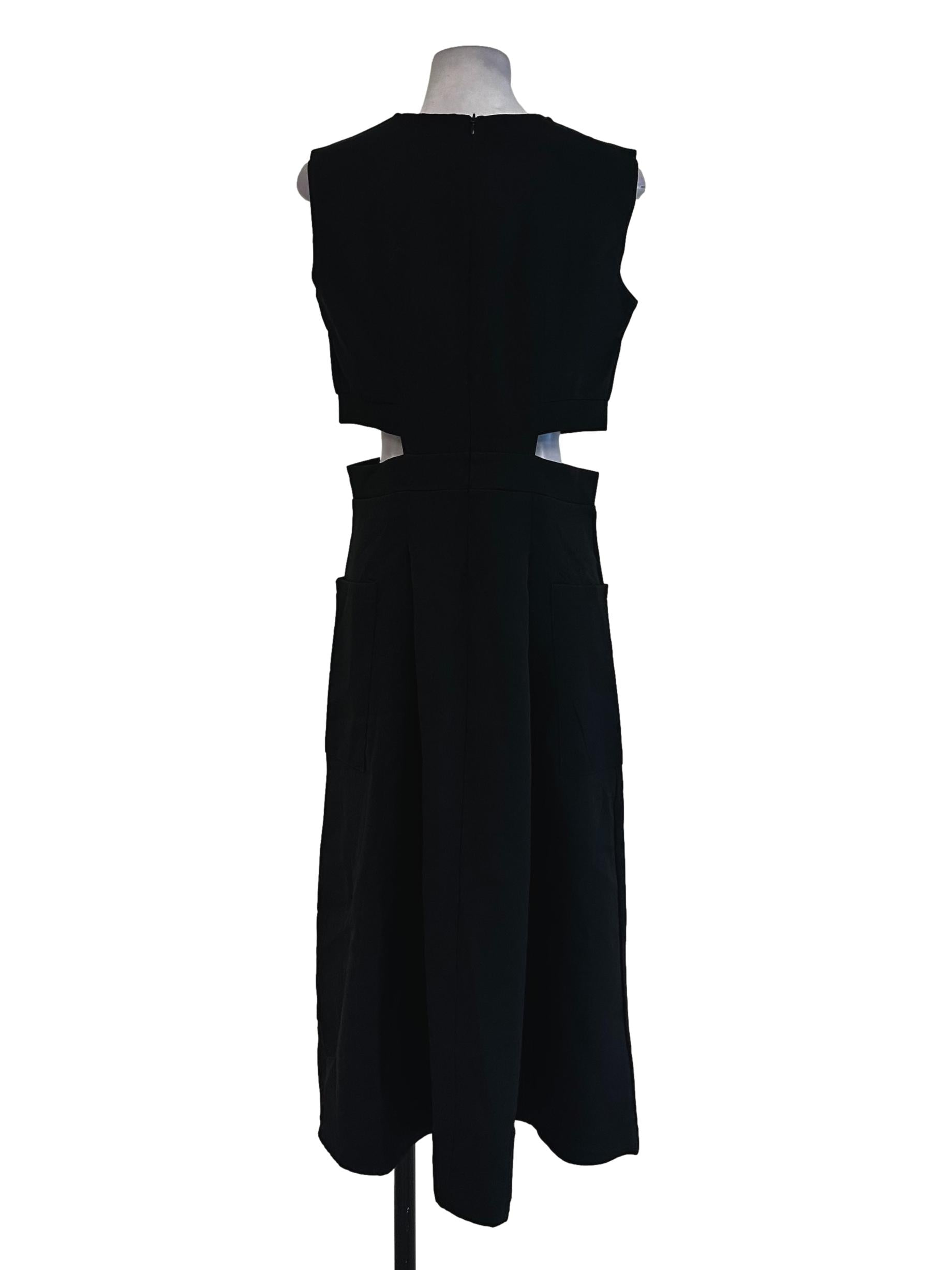 Black Sleeveless Cutout Waist Dress