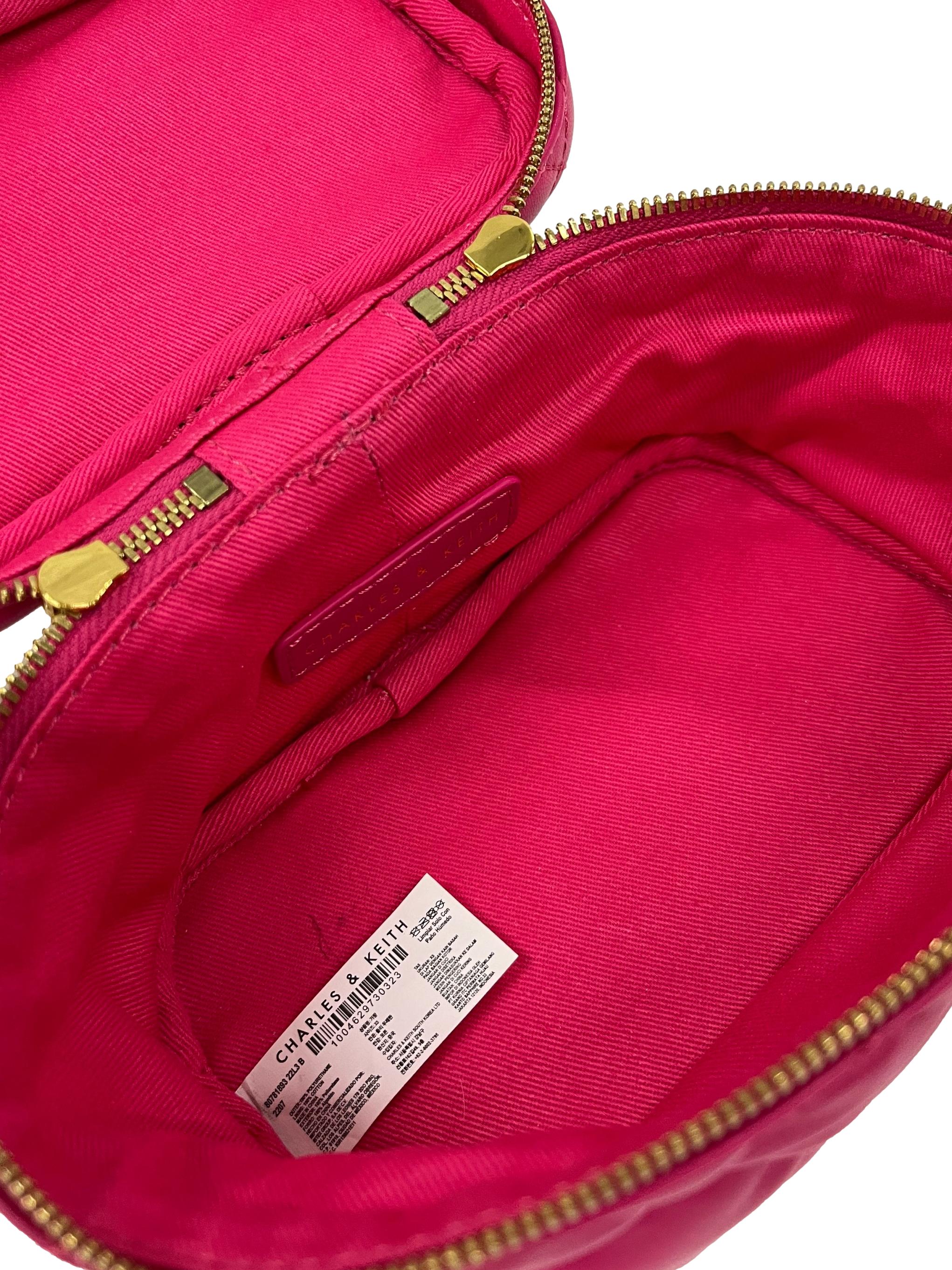 Fuchsia Quilted Two-Way Zip Mini Bag