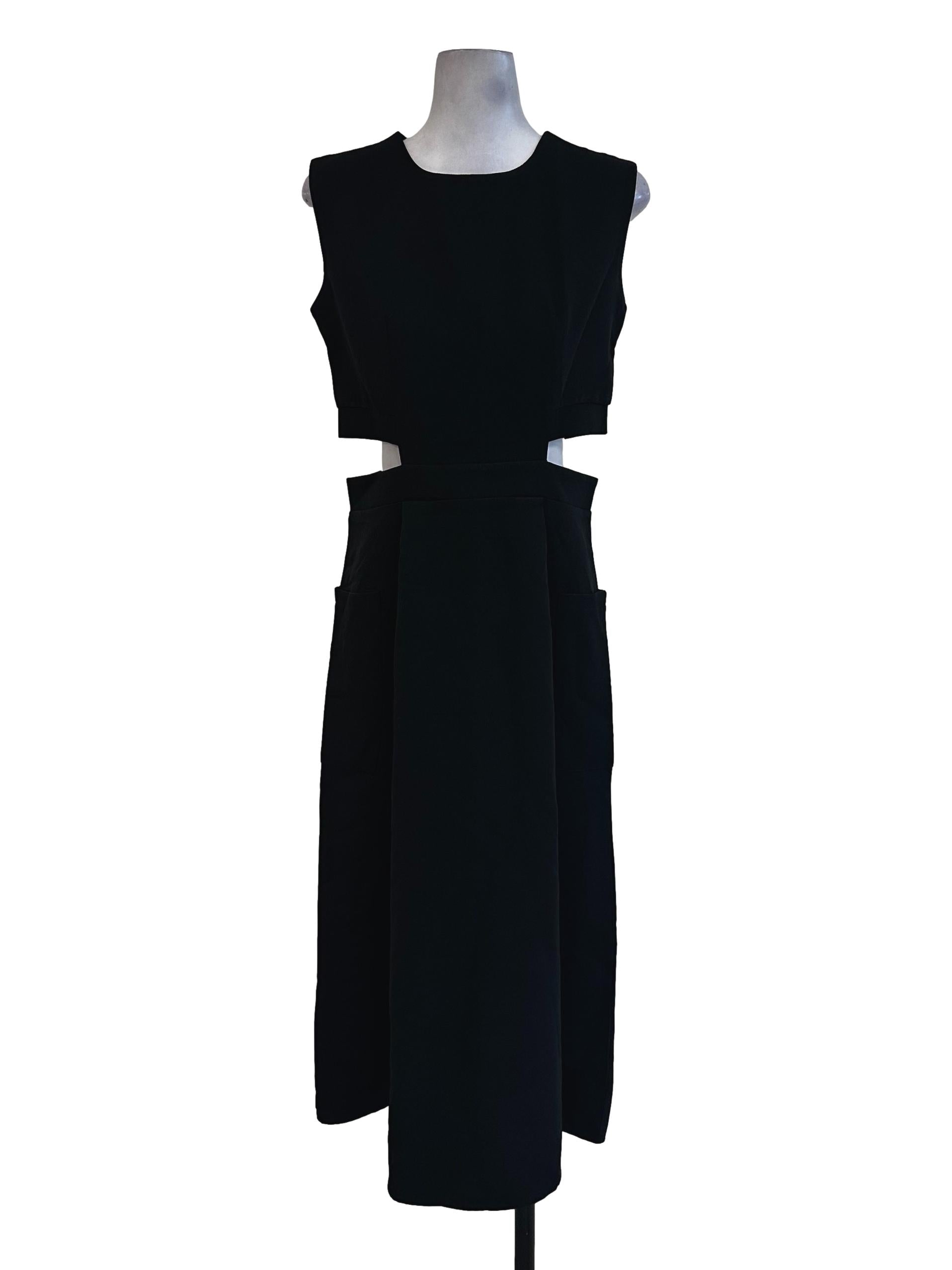 Black Sleeveless Cutout Waist Dress