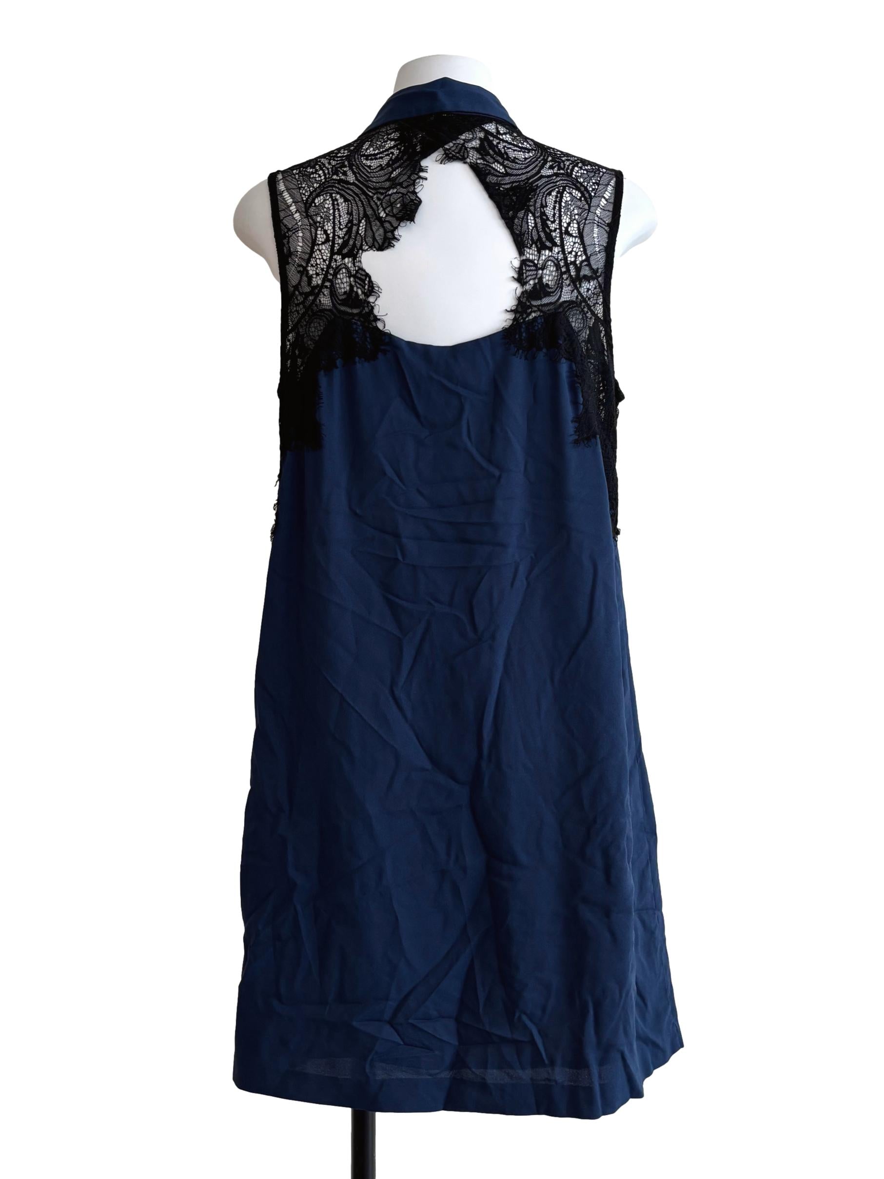 Cobalt Blue Lace Shoulder Shirt Dress