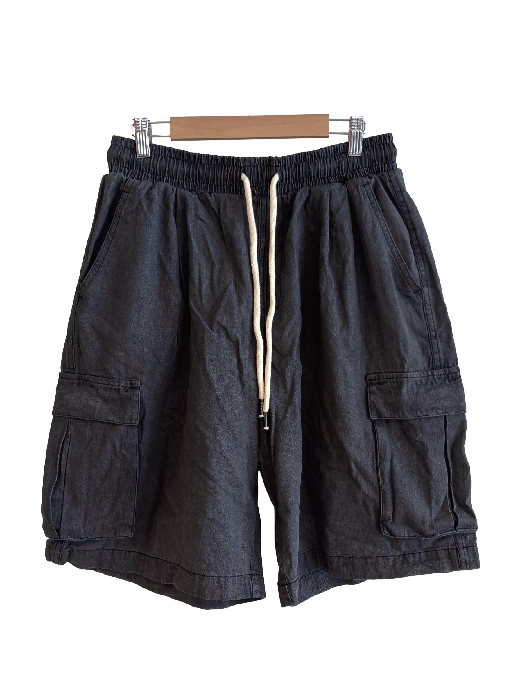 Washed Black Cargo Short