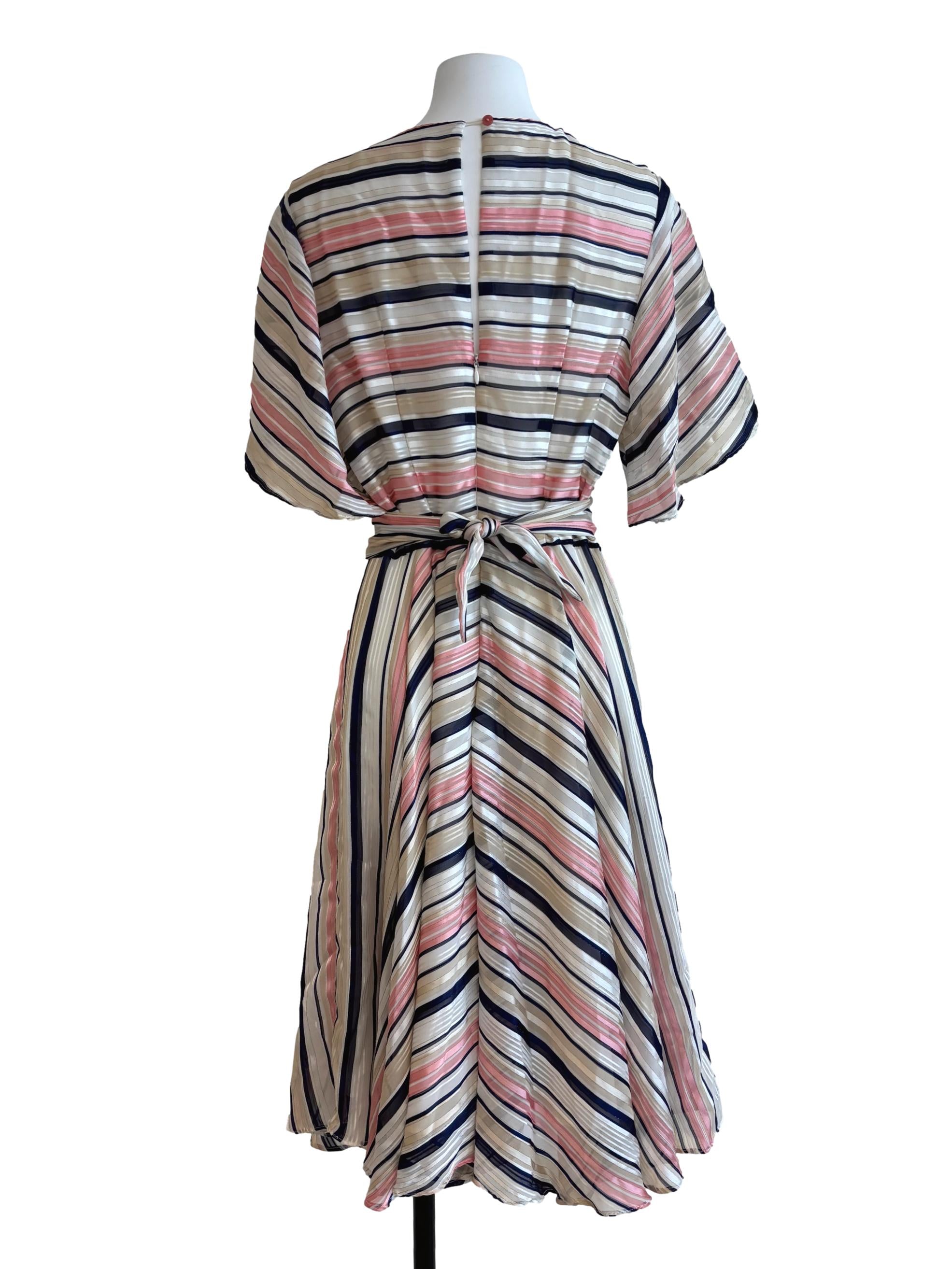 White And Pink Stripe A-Line Dress