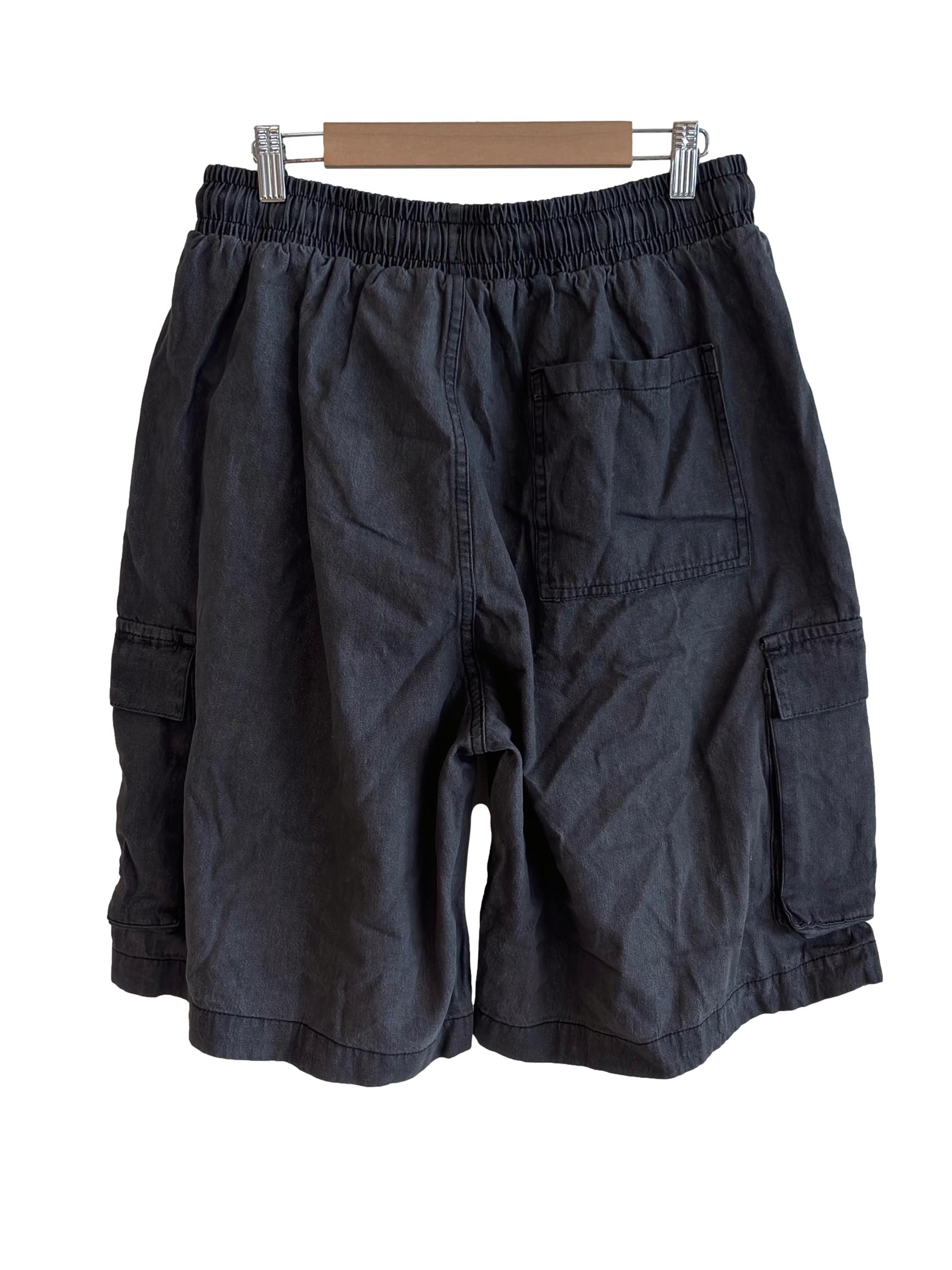 Washed Black Cargo Short