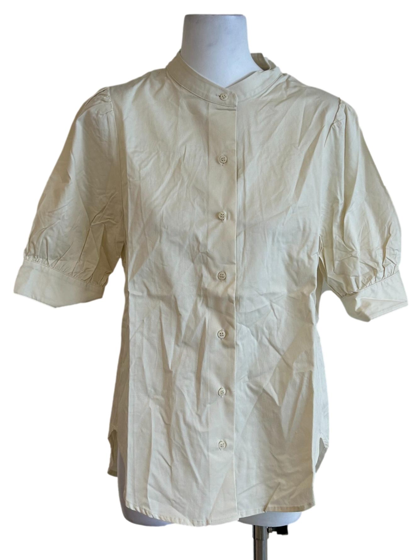 Cream Organic Cotton Mandarin Collar Shirt OSN